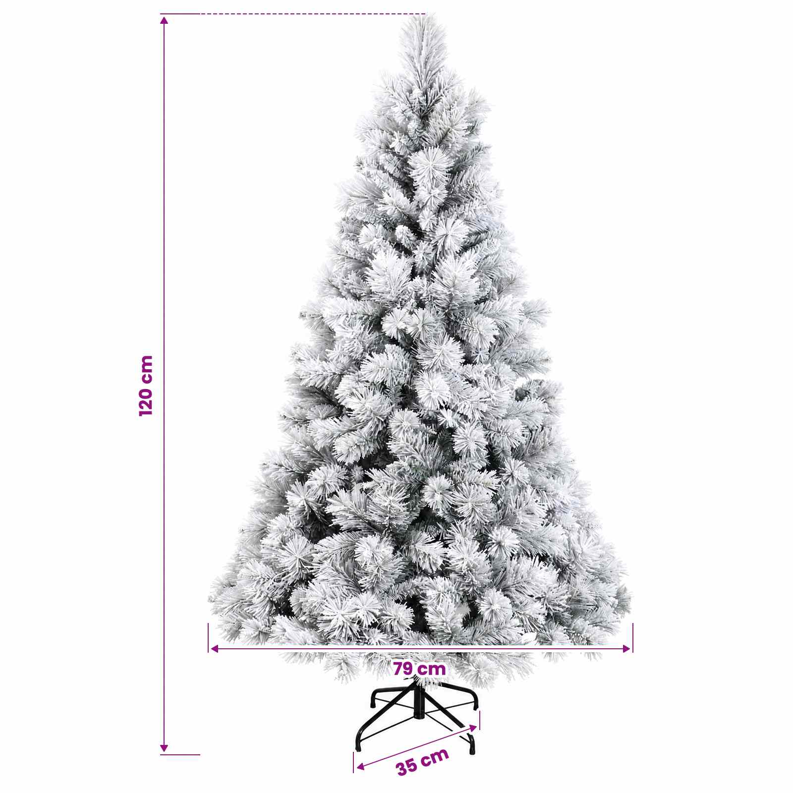 Artificial Christmas Tree with Bauble 150 LEDs size guide