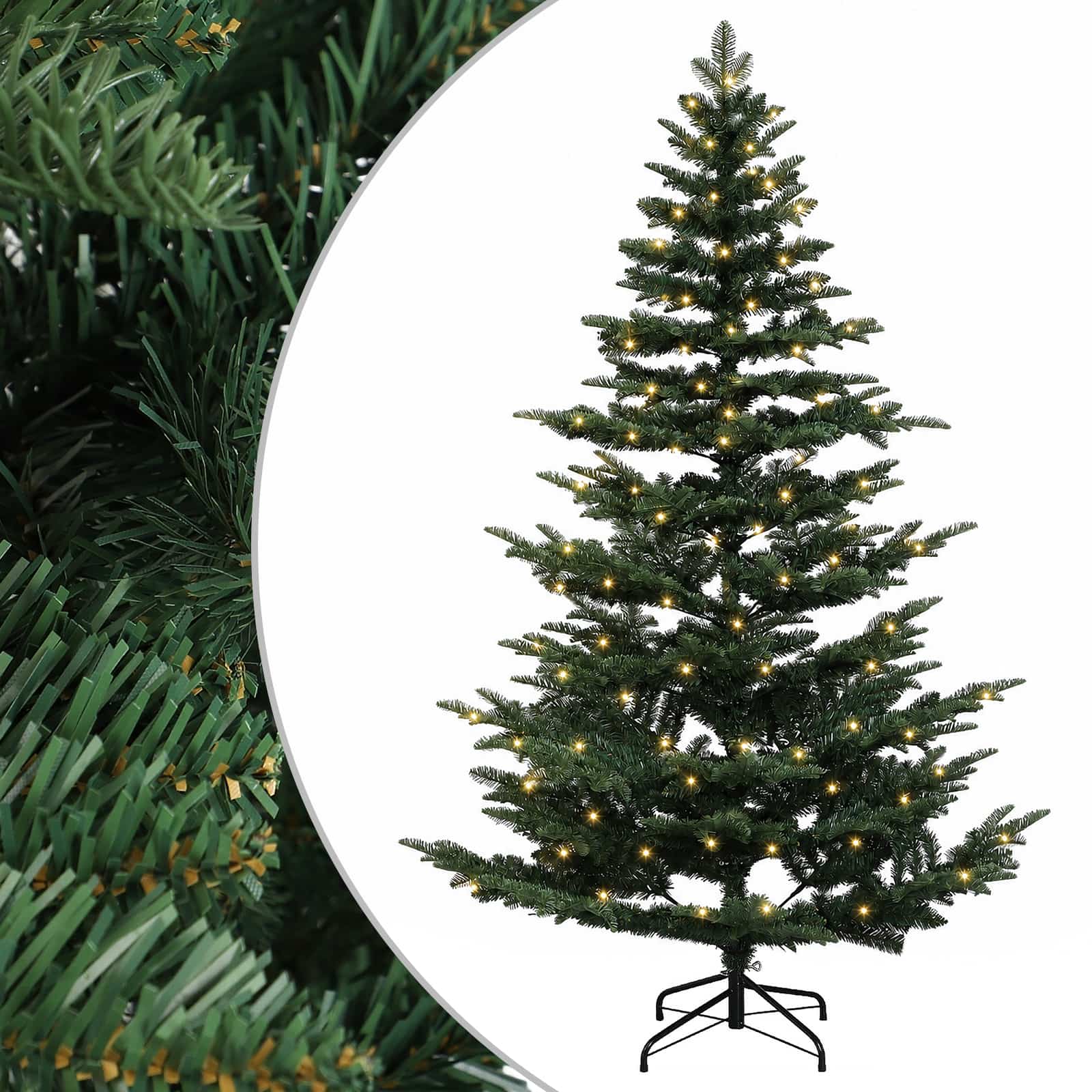 Umetno Zložljivo Božično Drevo 150 cm 150 LED Toplo bela