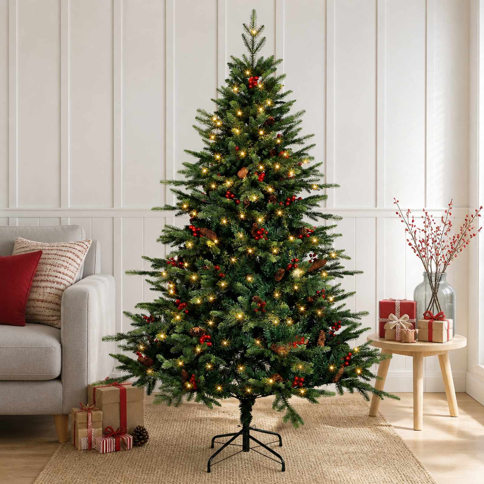 vidaXL - Kunstmatige - Hinged - Kerstboom - 150 - cm - 150 - LED's - Warmwit