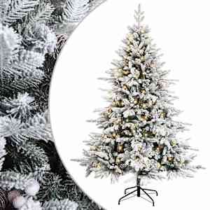vidaXL Kunstlik kokkupandav j&otilde;ulupuu 120 cm 150 LED-i Soe valge