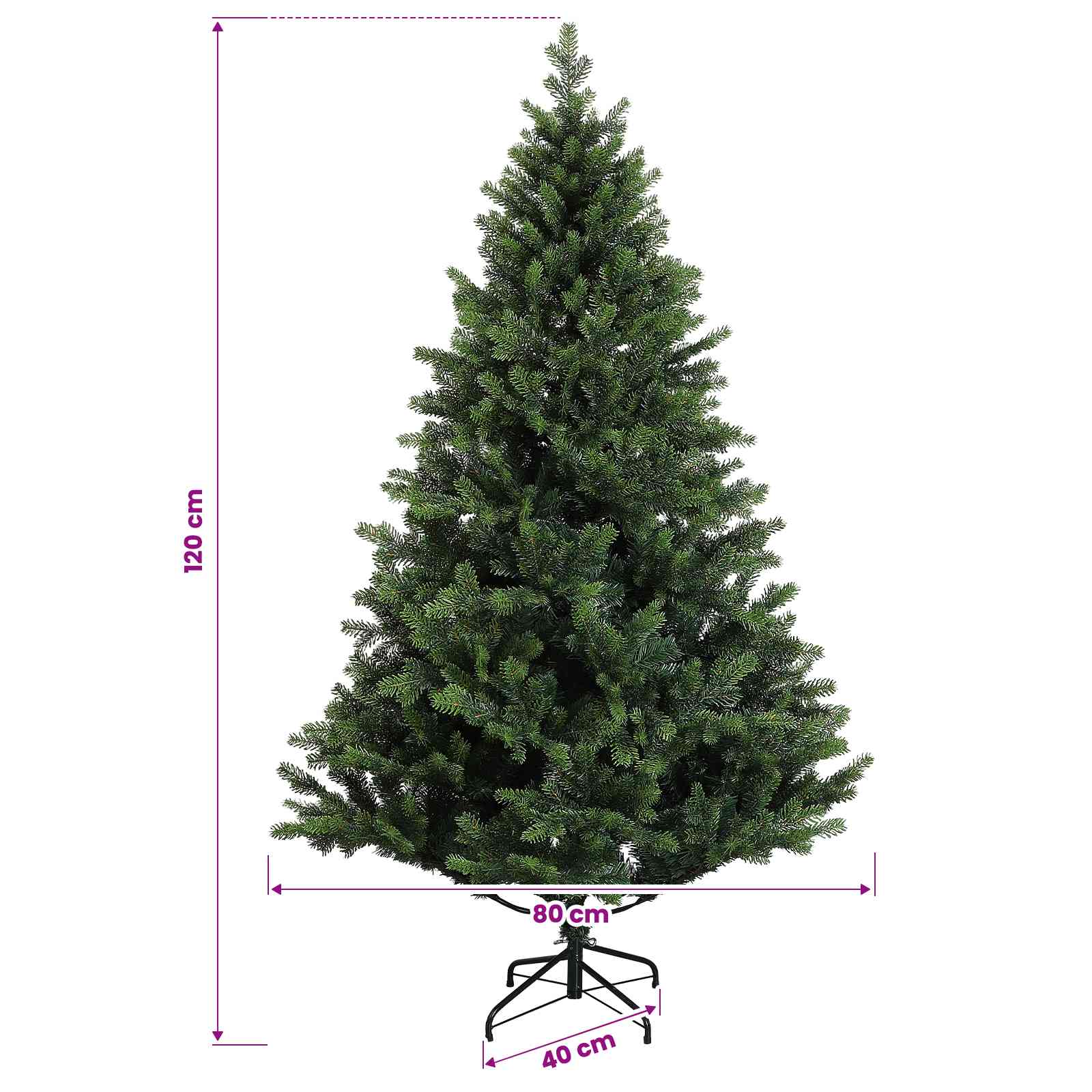 Artificial Hinged Christmas Tree size guide