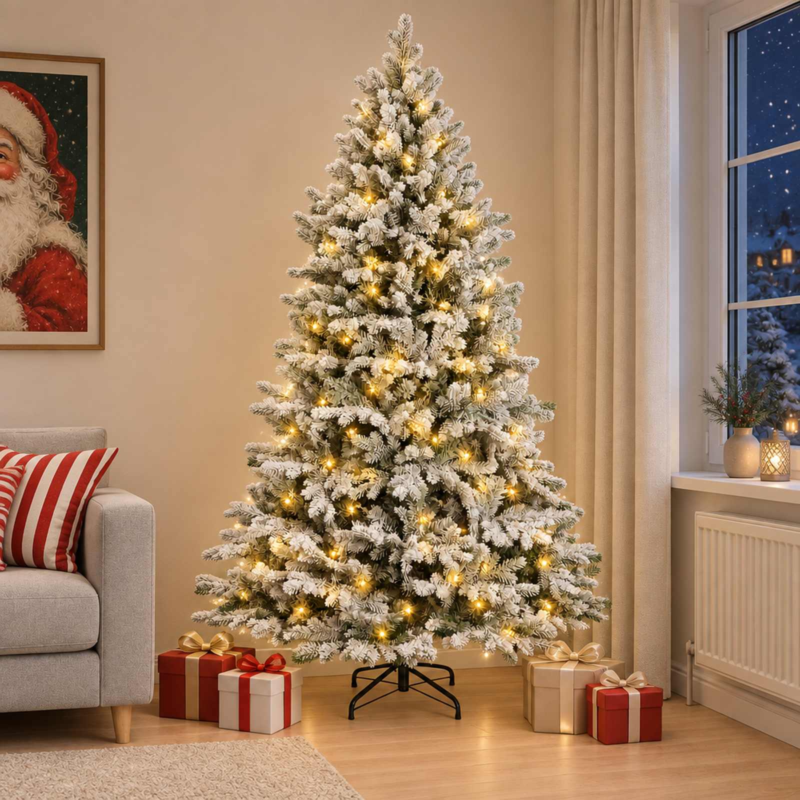 vidaXL Kunstig sammensatt juletre 150 cm 150 LED-lys Varmhvit