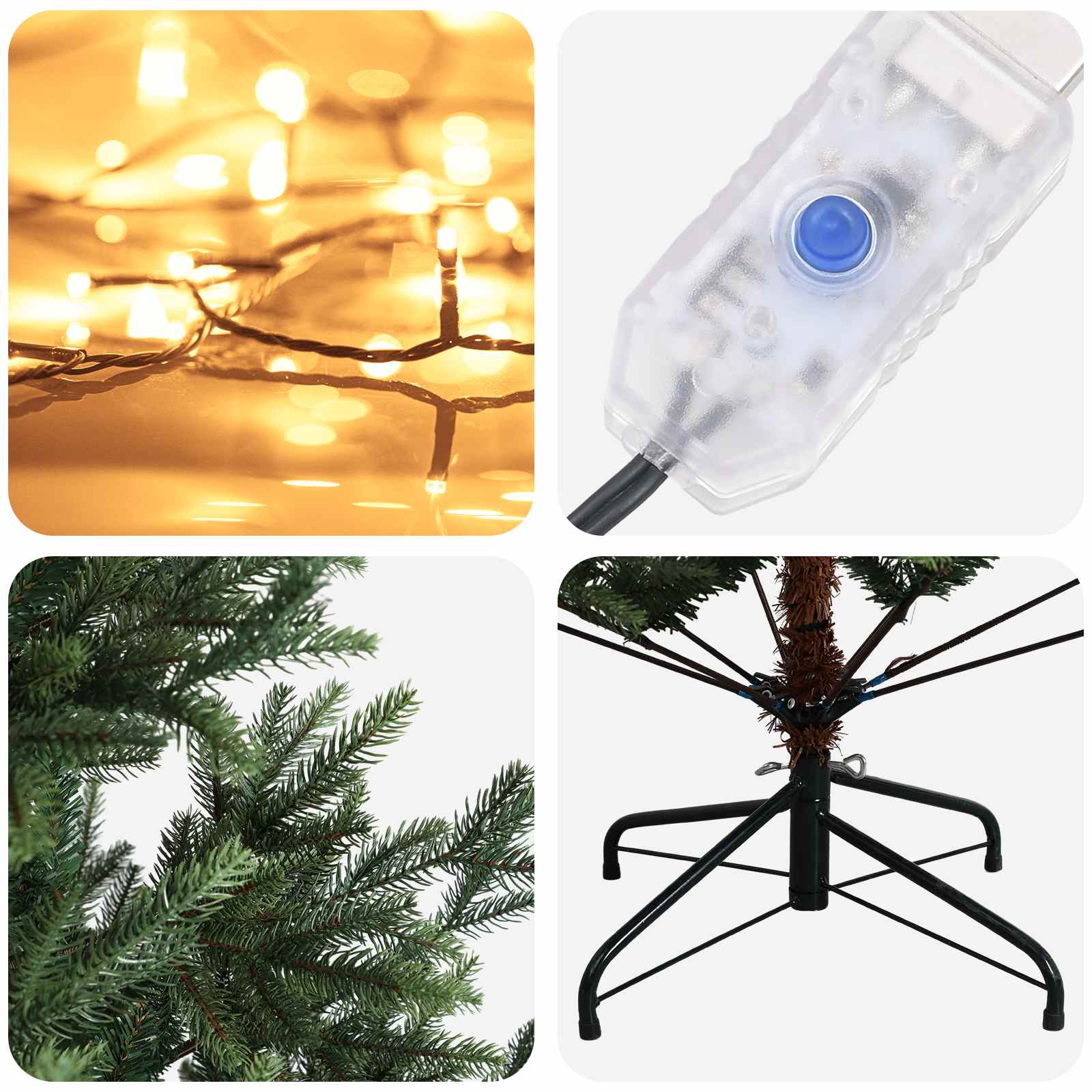Umetno Zložljivo Božično Drevo 120 cm 150 LED Toplo bela