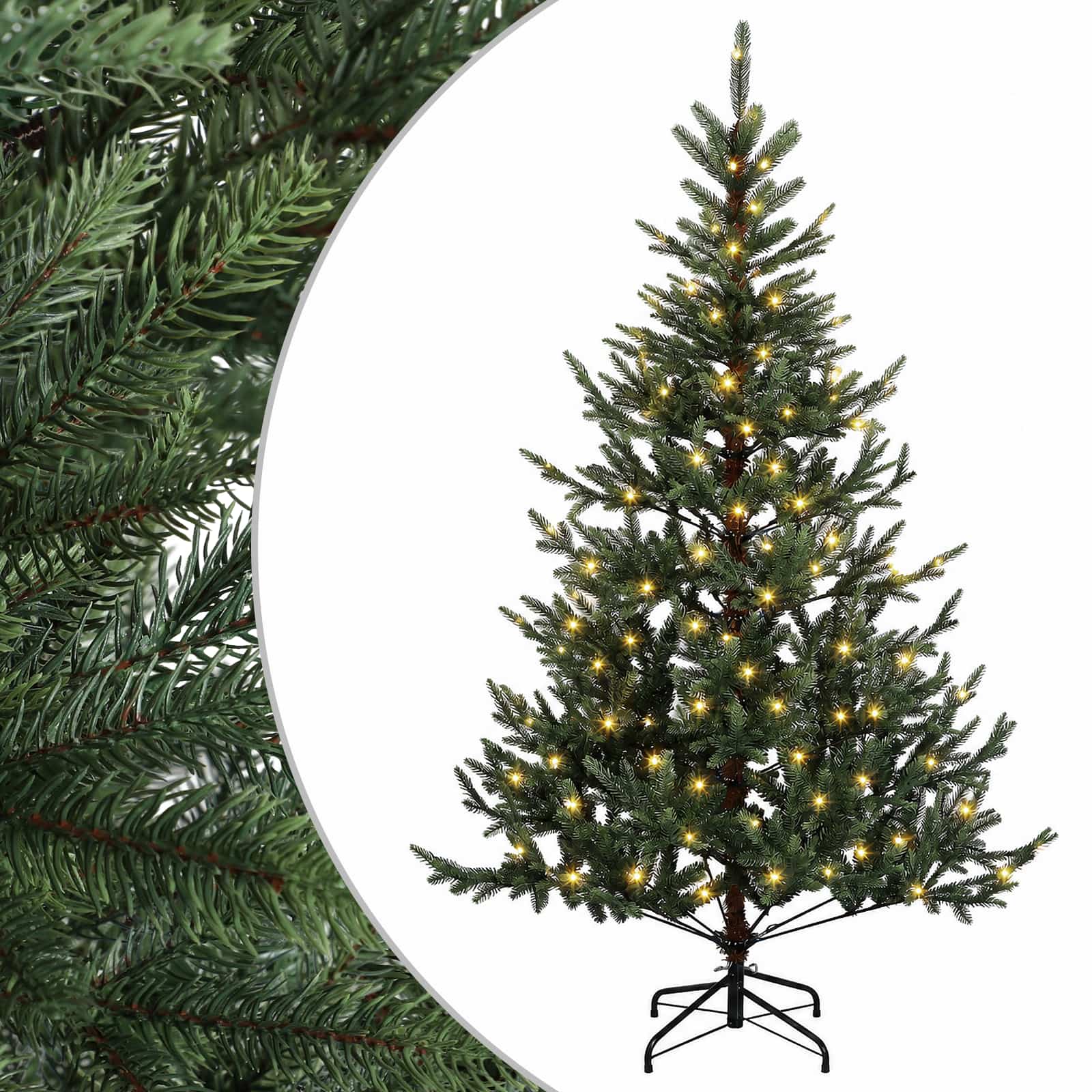 Umetno Zložljivo Božično Drevo 120 cm 150 LED Toplo bela