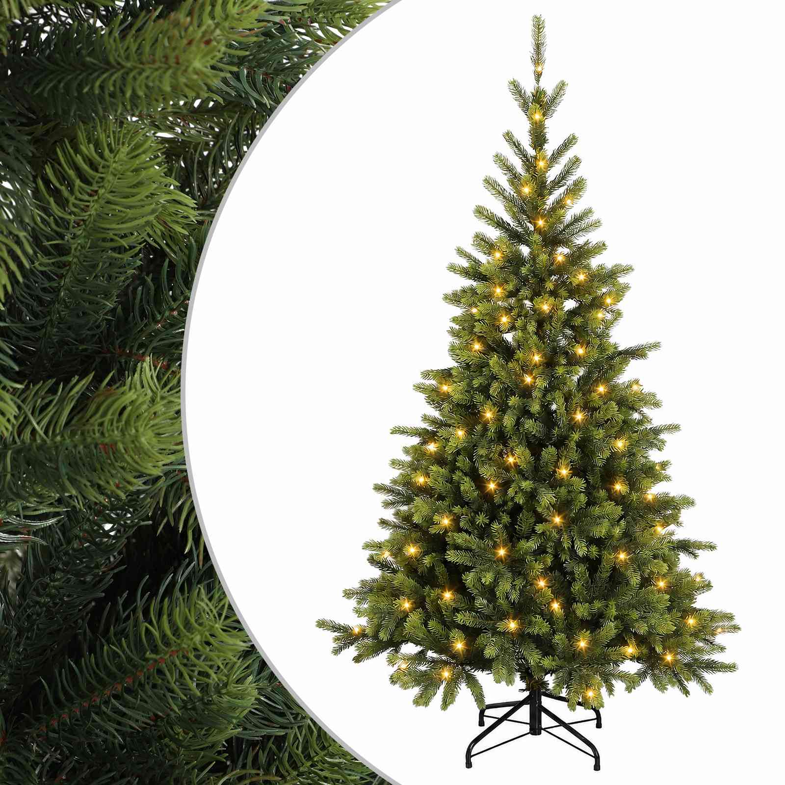 Umetno Zložljivo Božično Drevo 150 cm 150 LED Toplo bela