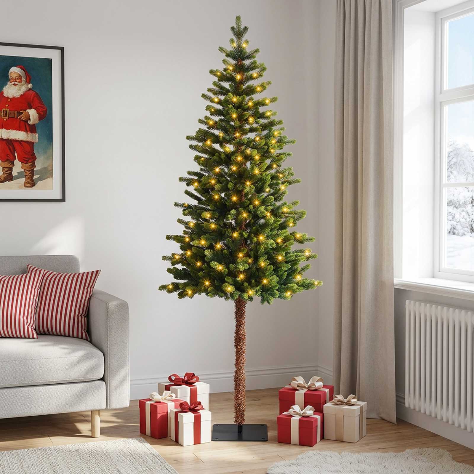 Umetno Zložljivo Božično Drevo 150 cm 150 LED Toplo bela