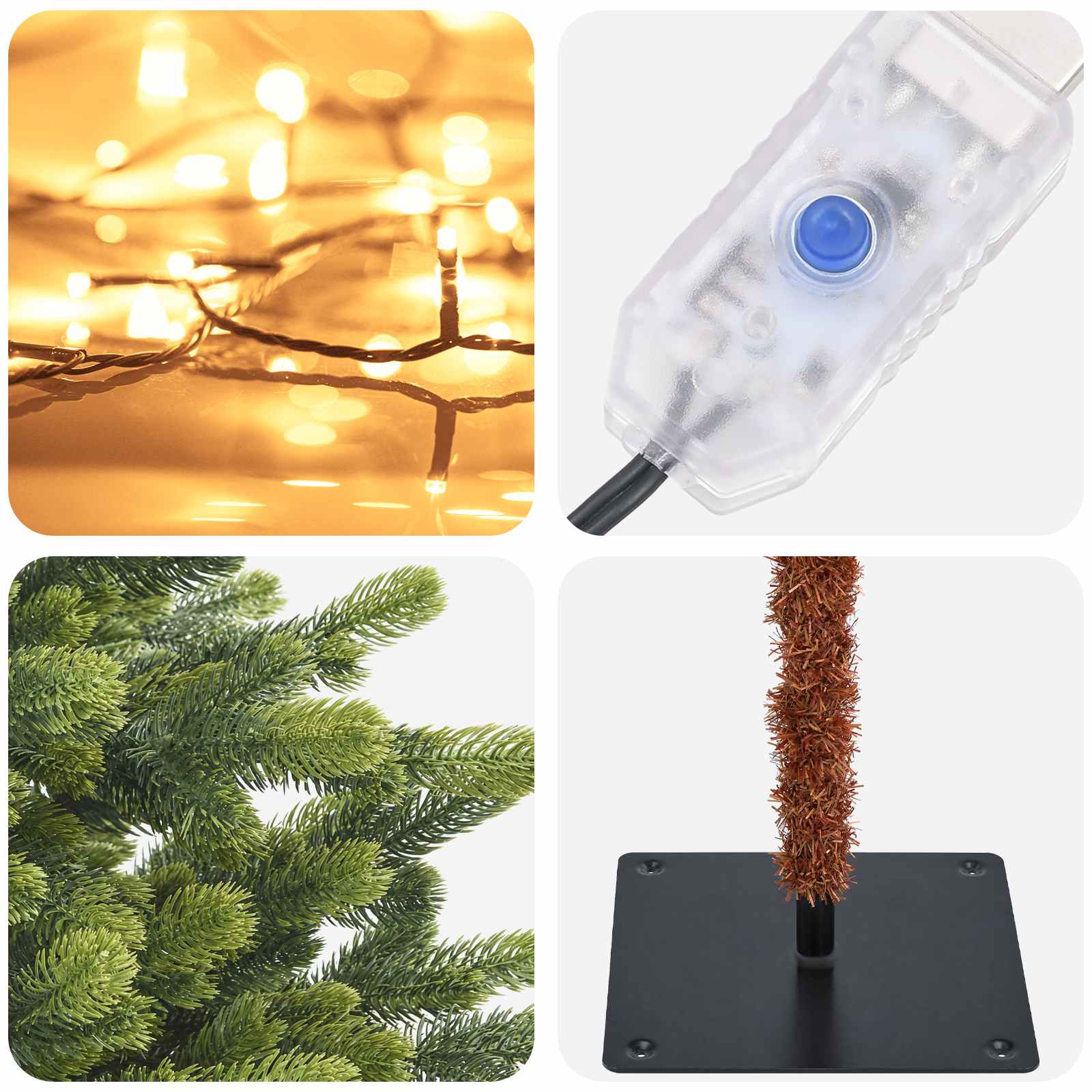 Umetno Zložljivo Božično Drevo 150 cm 150 LED Toplo bela