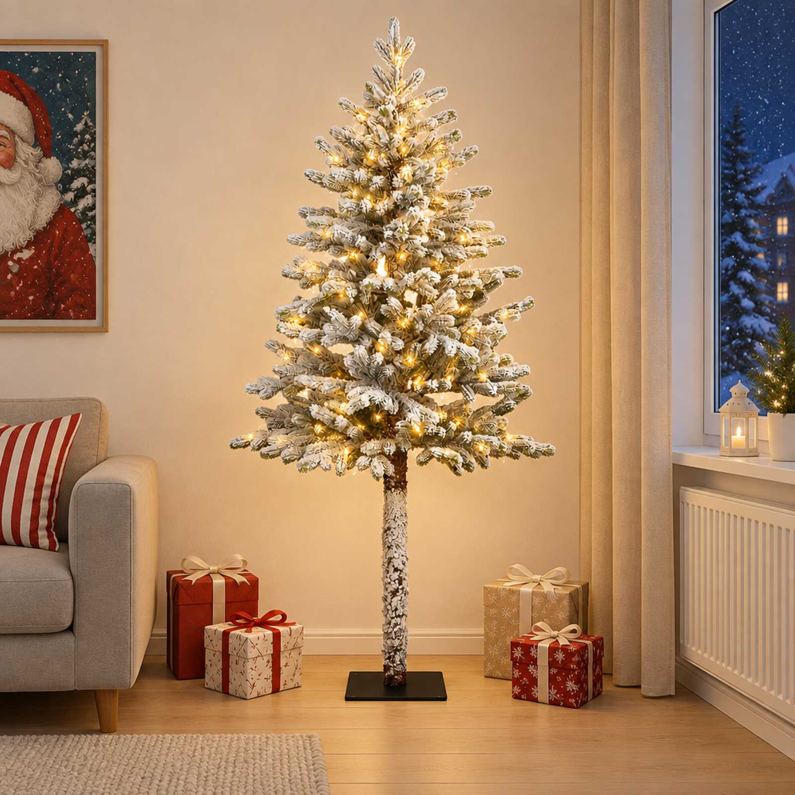 vidaXL Kunstig sammensatt juletre 120 cm 150 LED-lys Varmhvit