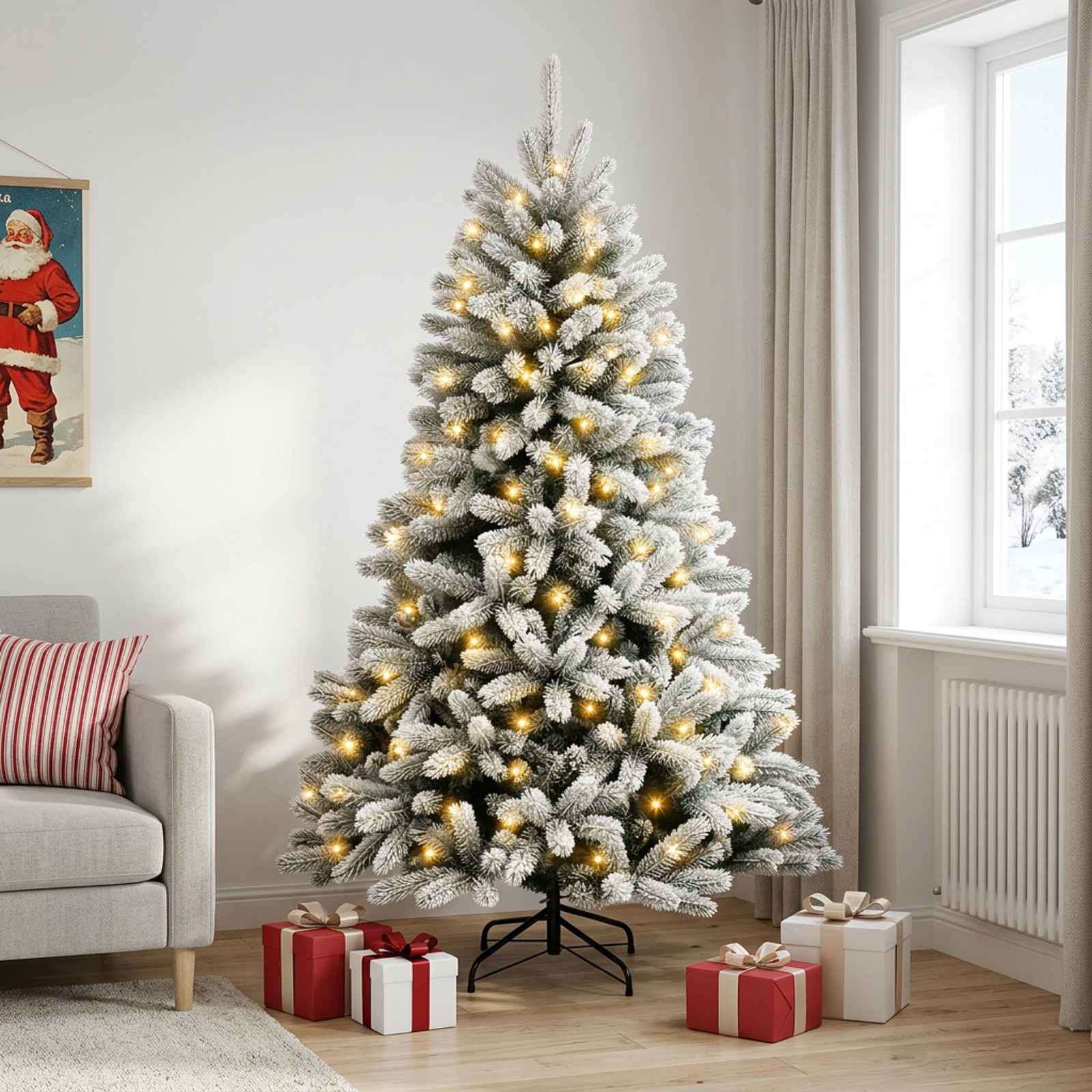 Umetno Zložljivo Božično Drevo 120 cm 150 LED Toplo bela