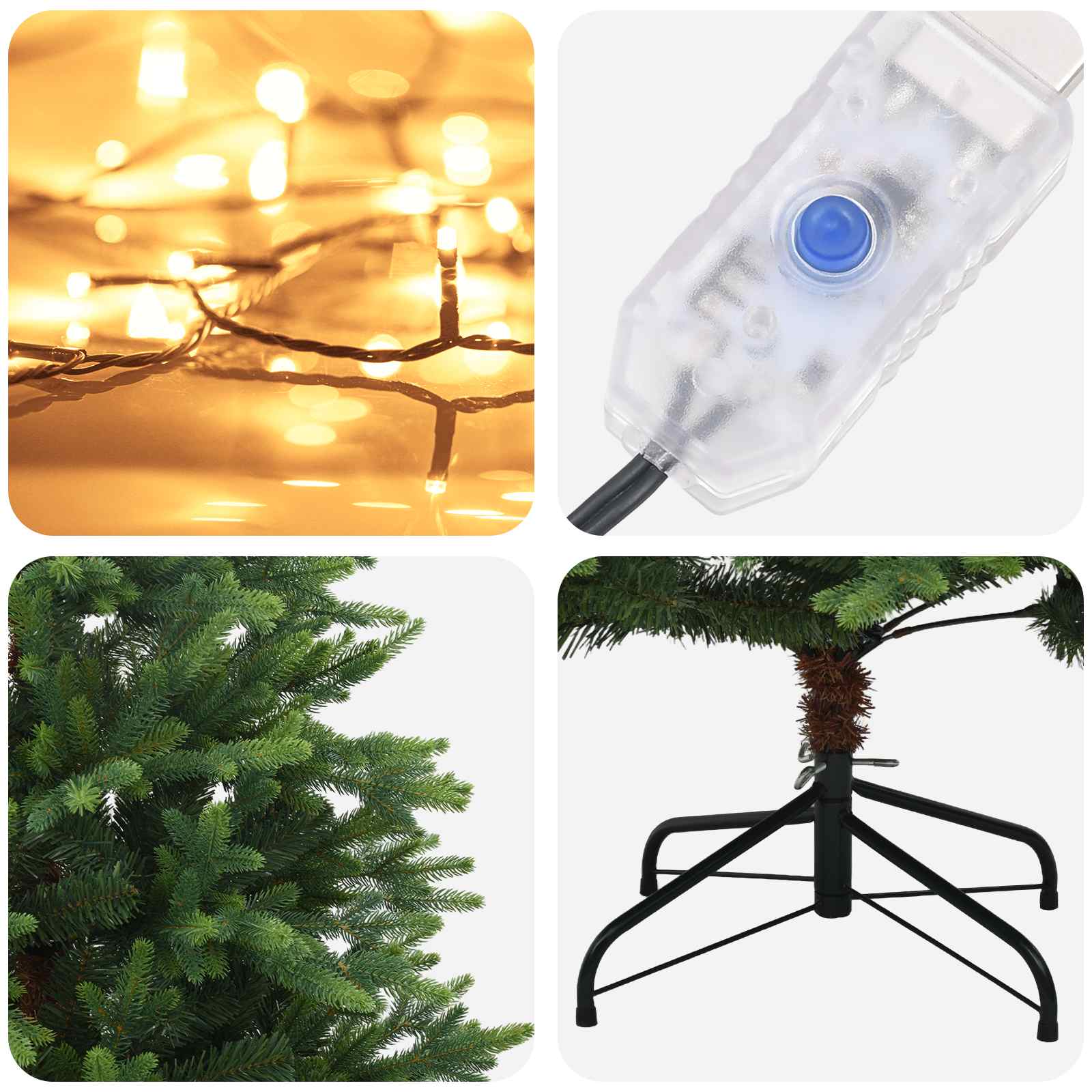 Umetno Zložljivo Božično Drevo 150 cm 150 LED Toplo bela