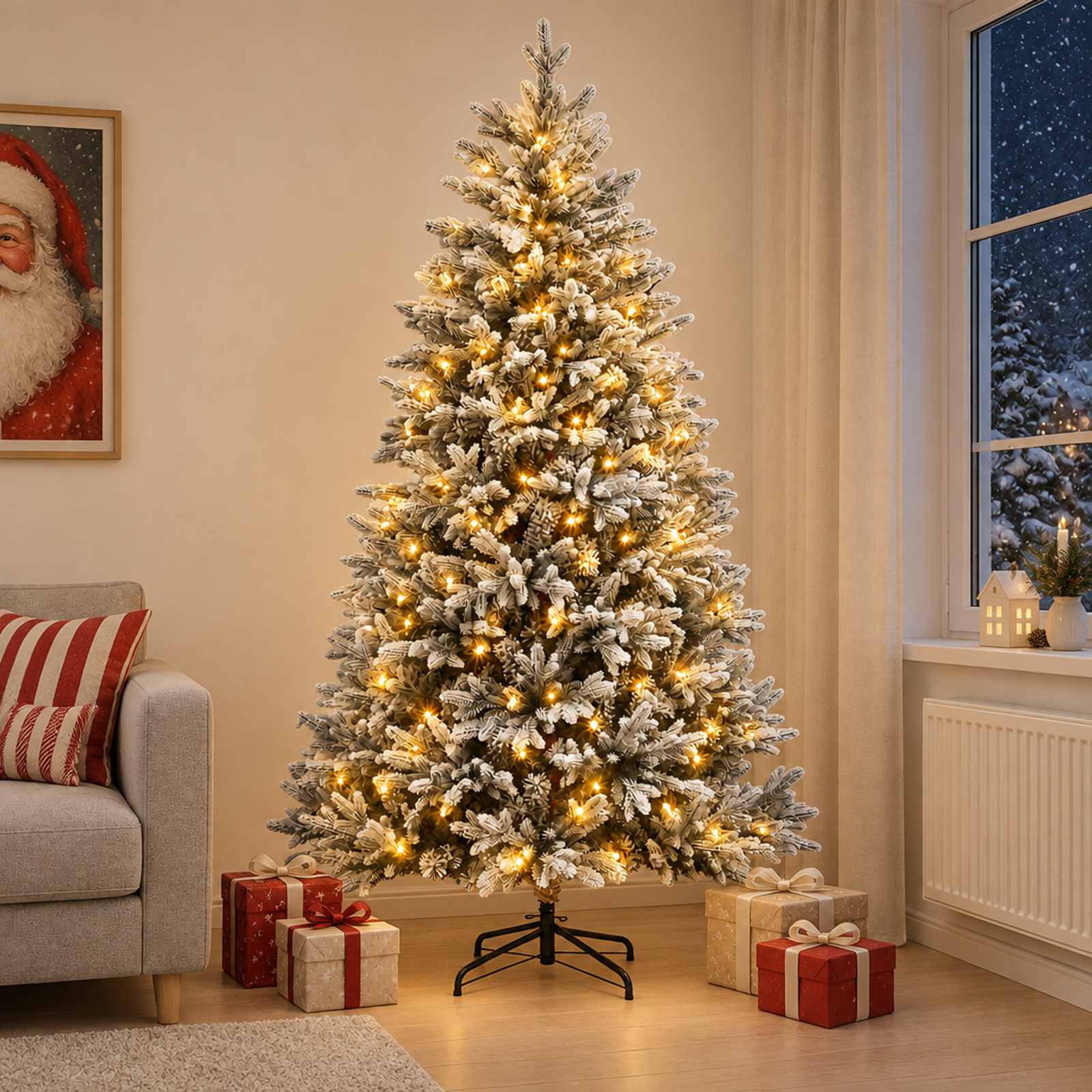 Artificial Hinged Christmas Tree 300 LEDs Warm — photo 1 of 9