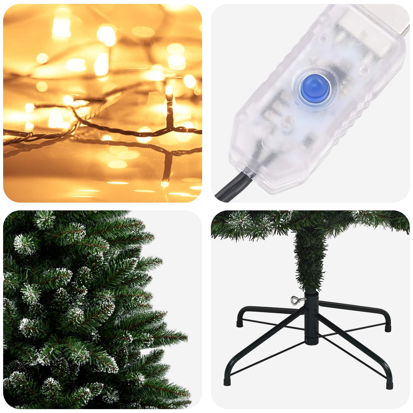 Umetno Zložljivo Božično Drevo 150 cm 150 LED Toplo bela
