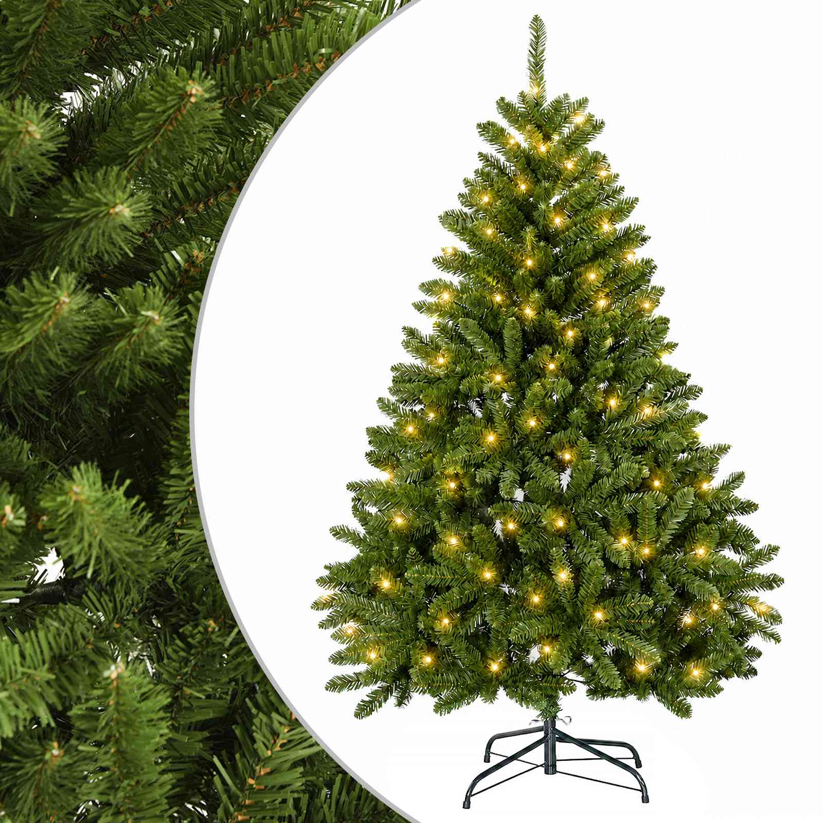 vidaXL Umelý Sklápací Vianočný Stromček 120 cm 150 LED Teplá biela