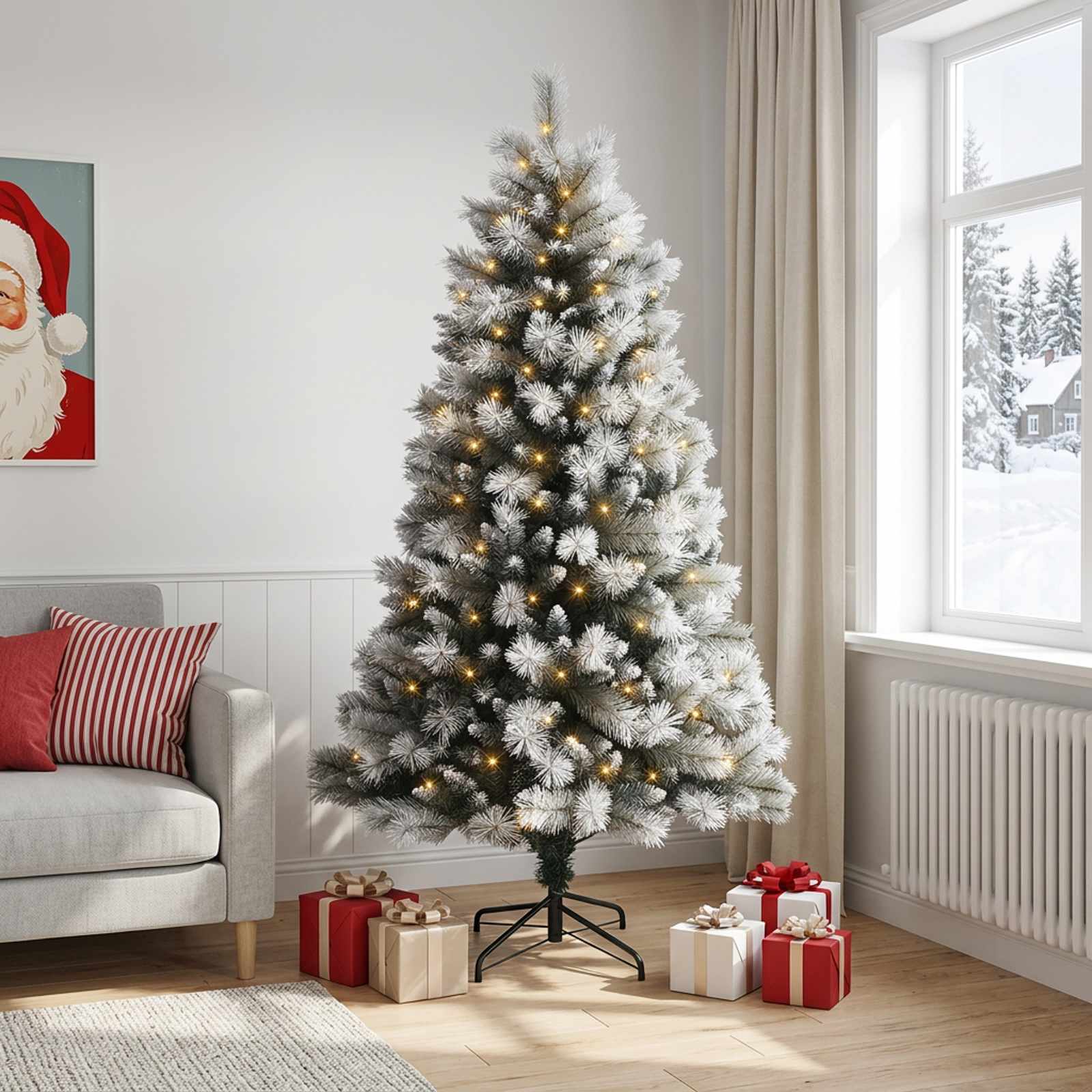 Umetno Zložljivo Božično Drevo 210 cm 300 LED Toplo bela