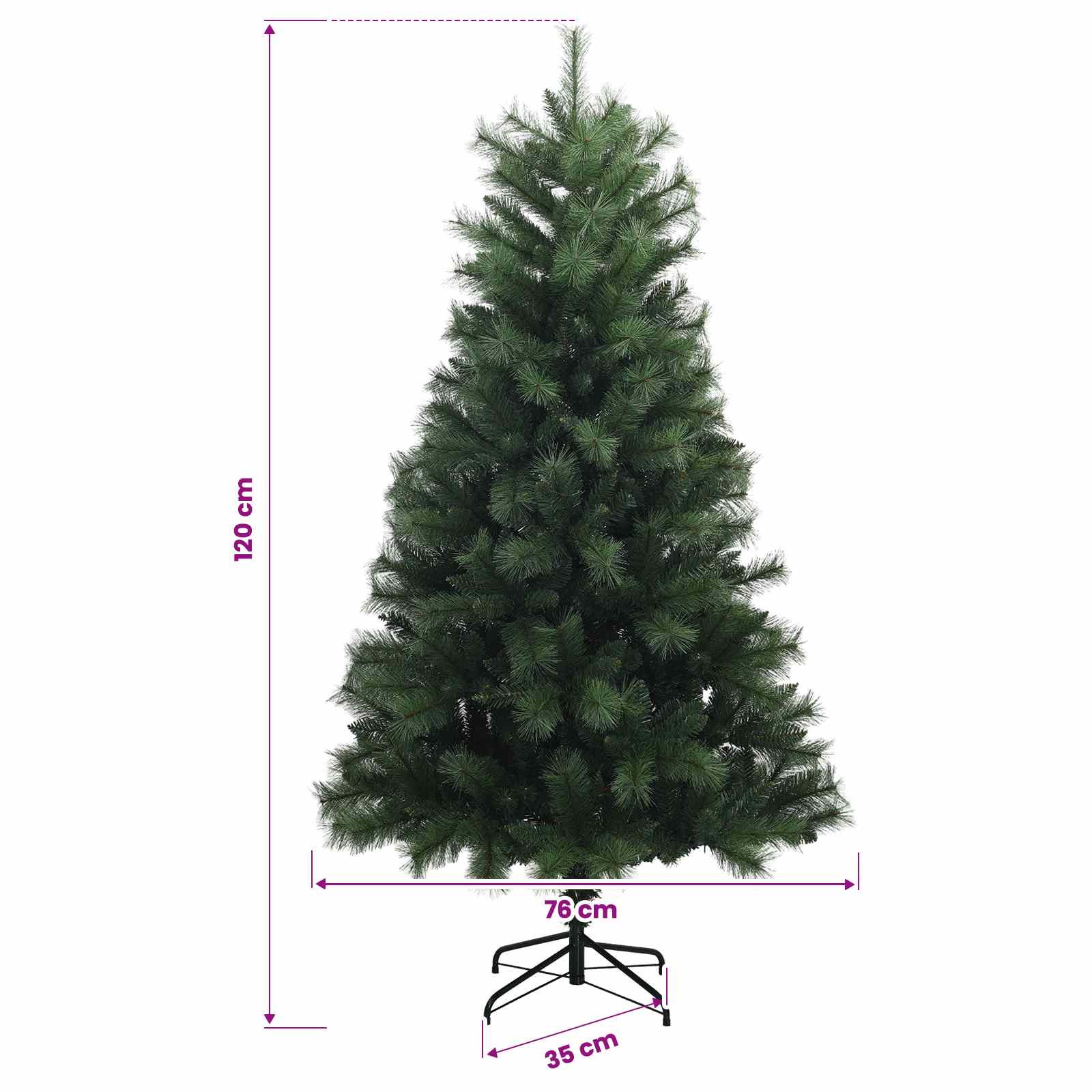 Artificial Hinged Christmas Tree size guide