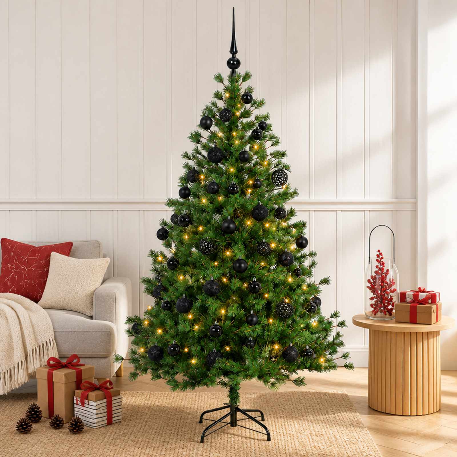 Umetna božična jelka z bučko 120 cm 150 LED Toplo bela