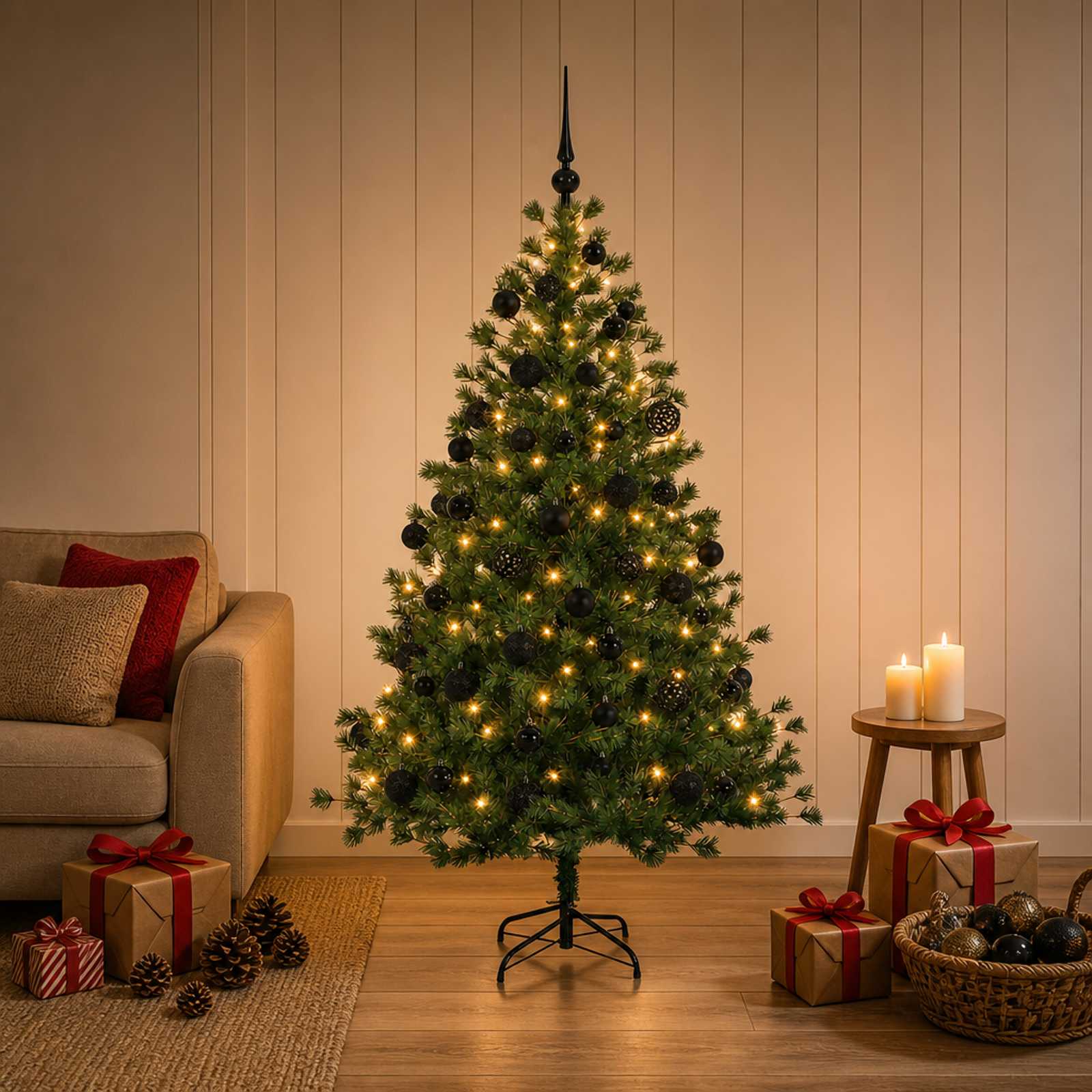 Umetna božična jelka z bučko 120 cm 150 LED Toplo bela