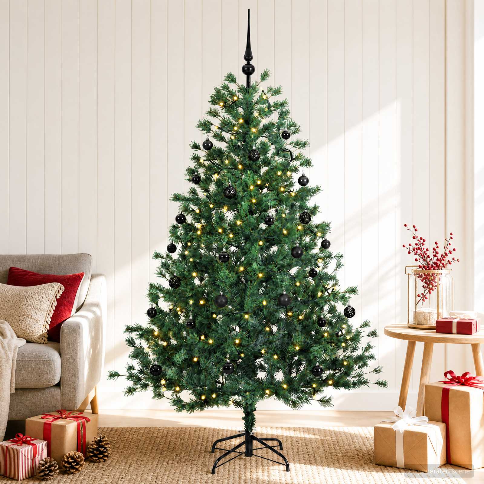 Umetna božična jelka z bučko 150 cm 150 LED Toplo bela