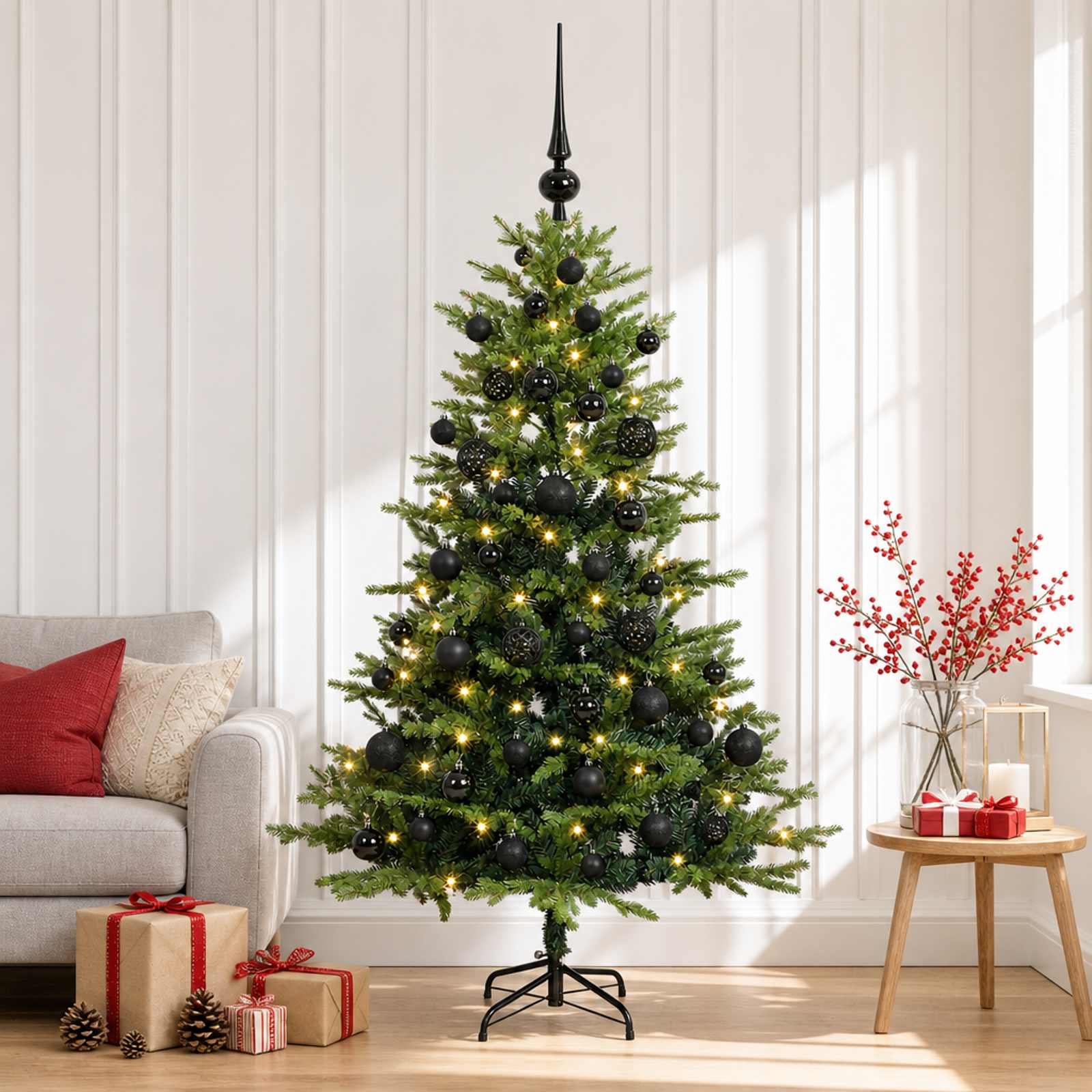 Umetna božična jelka z bučko 120 cm 150 LED Toplo bela