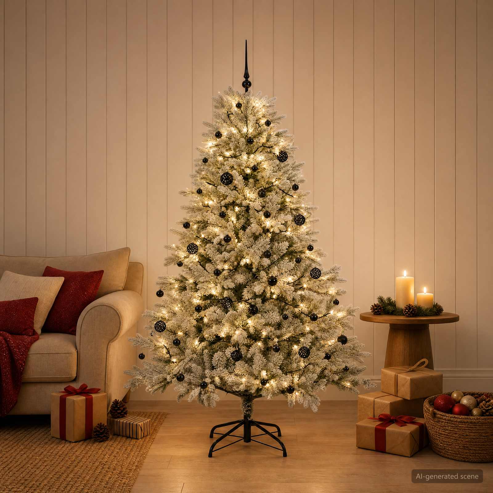 Umetna božična jelka z bučko 150 cm 150 LED Toplo bela