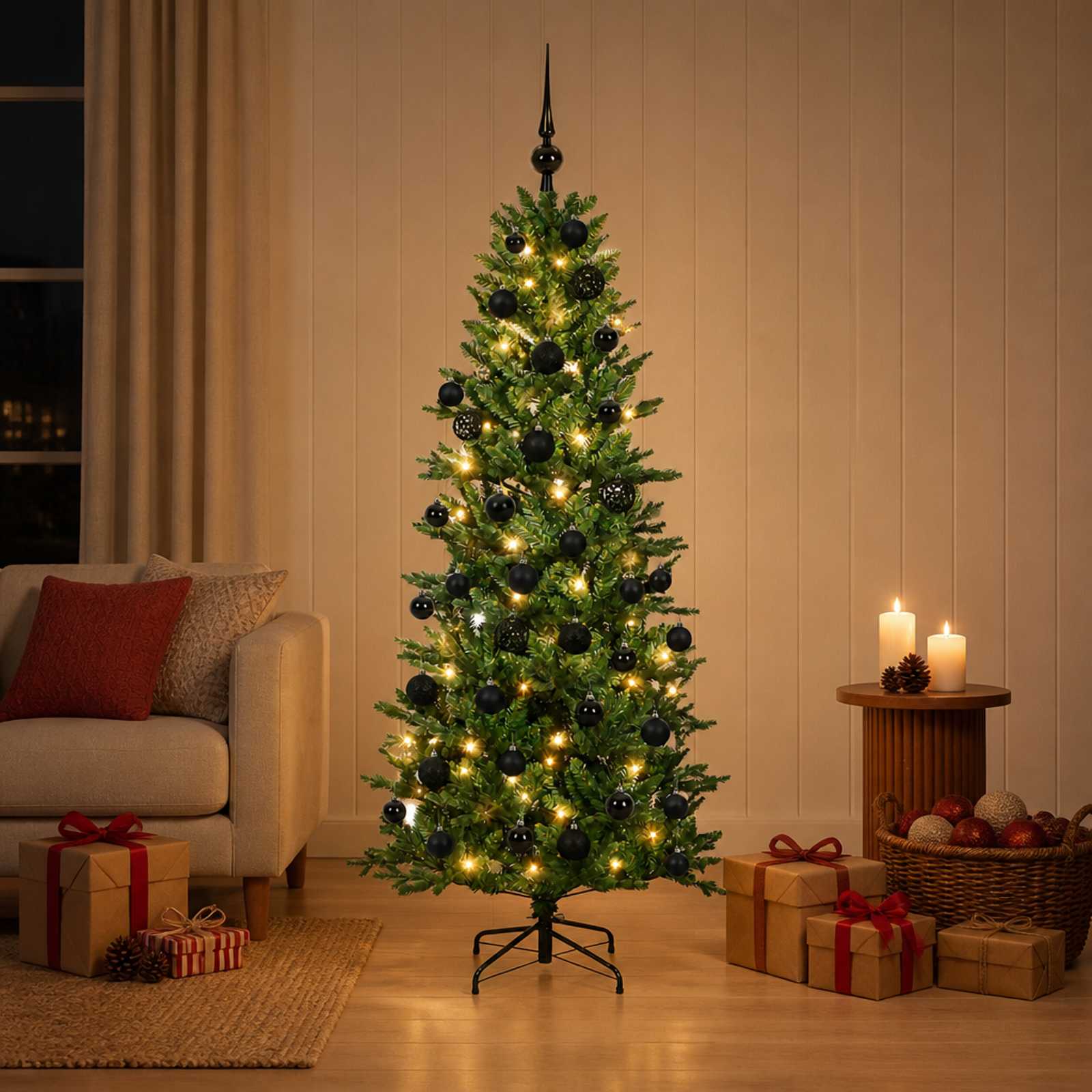 Umetna božična jelka z bučko 150 cm 150 LED Toplo bela