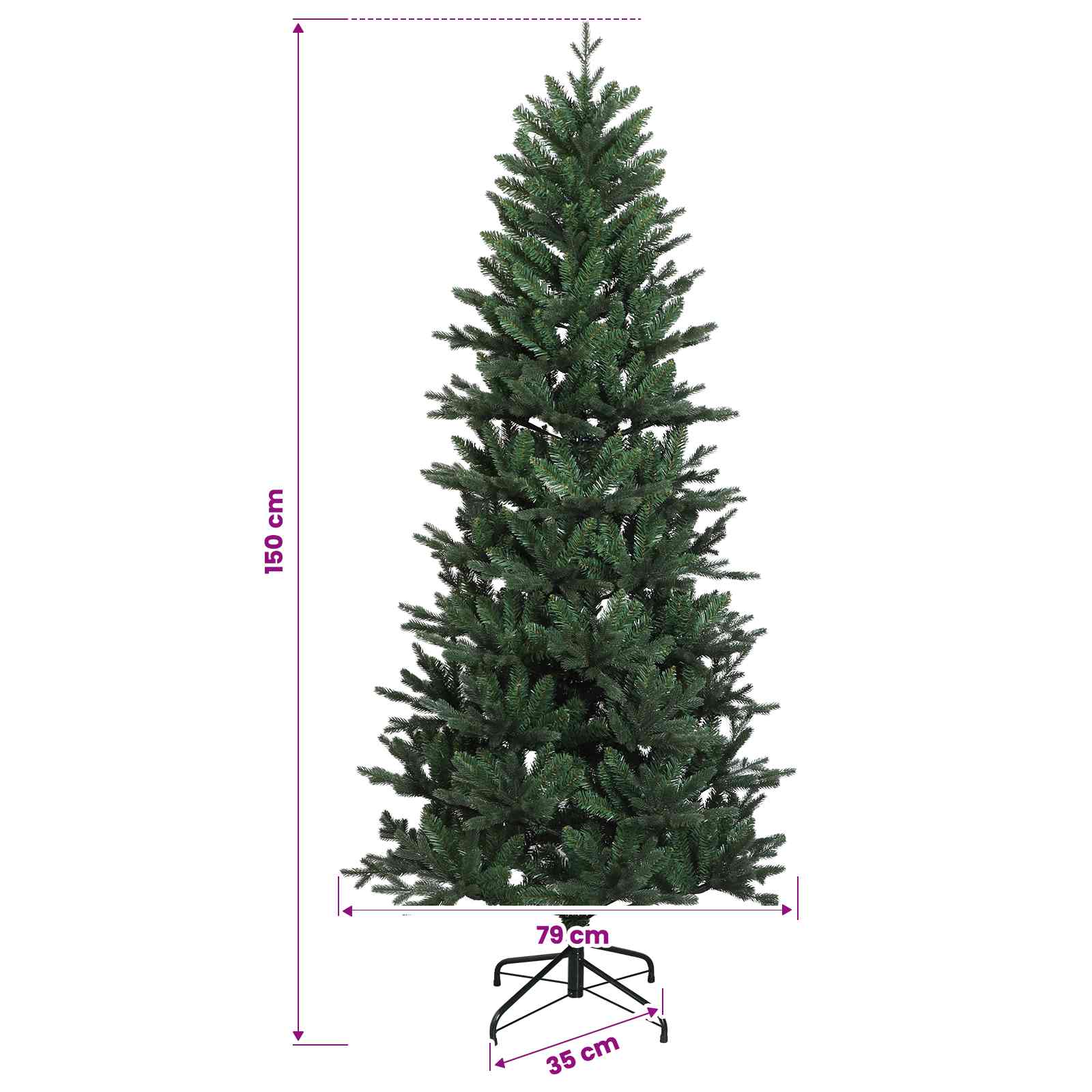 Umetna božična jelka z bučko 150 cm 150 LED Toplo bela