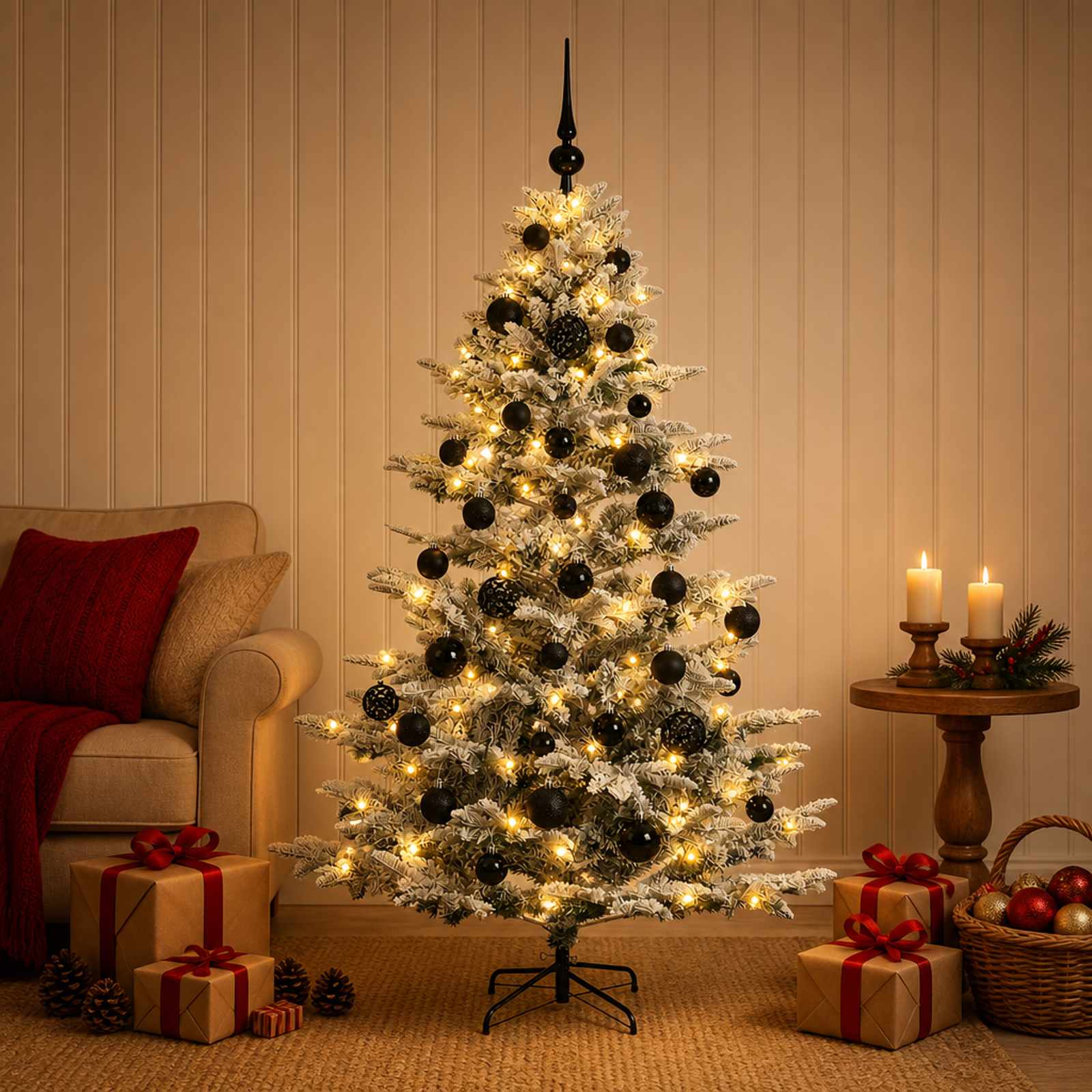 Umetna božična jelka z bučko 150 cm 150 LED Toplo bela