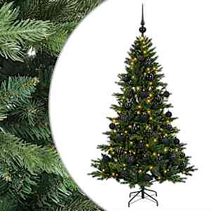 vidaXL Kunstkuusk koos j&otilde;ulukuuliga 120 cm 150 LED-i Soe valge