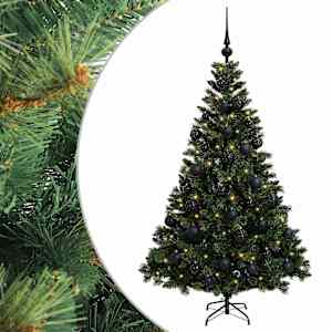 vidaXL Kunstkuusk koos j&otilde;ulukuuliga 120 cm 150 LED-i Soe valge