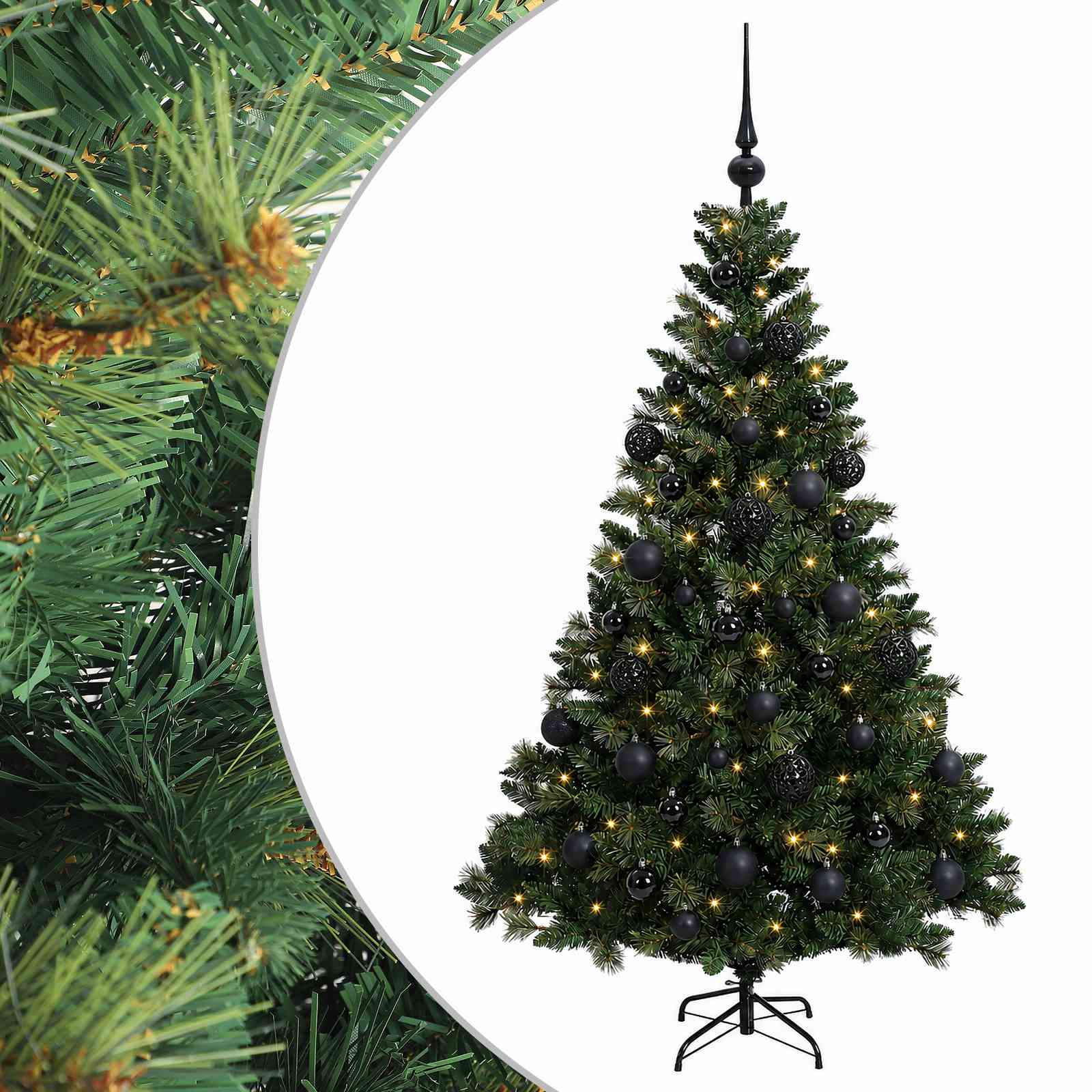 vidaXL Umelý vianočný stromček s guľami 150 cm 150 LED Teplá biela