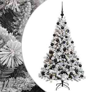 vidaXL Tehisj&otilde;ulukuusk koos kaunistustega 120 cm 150 LED-i Soe valge