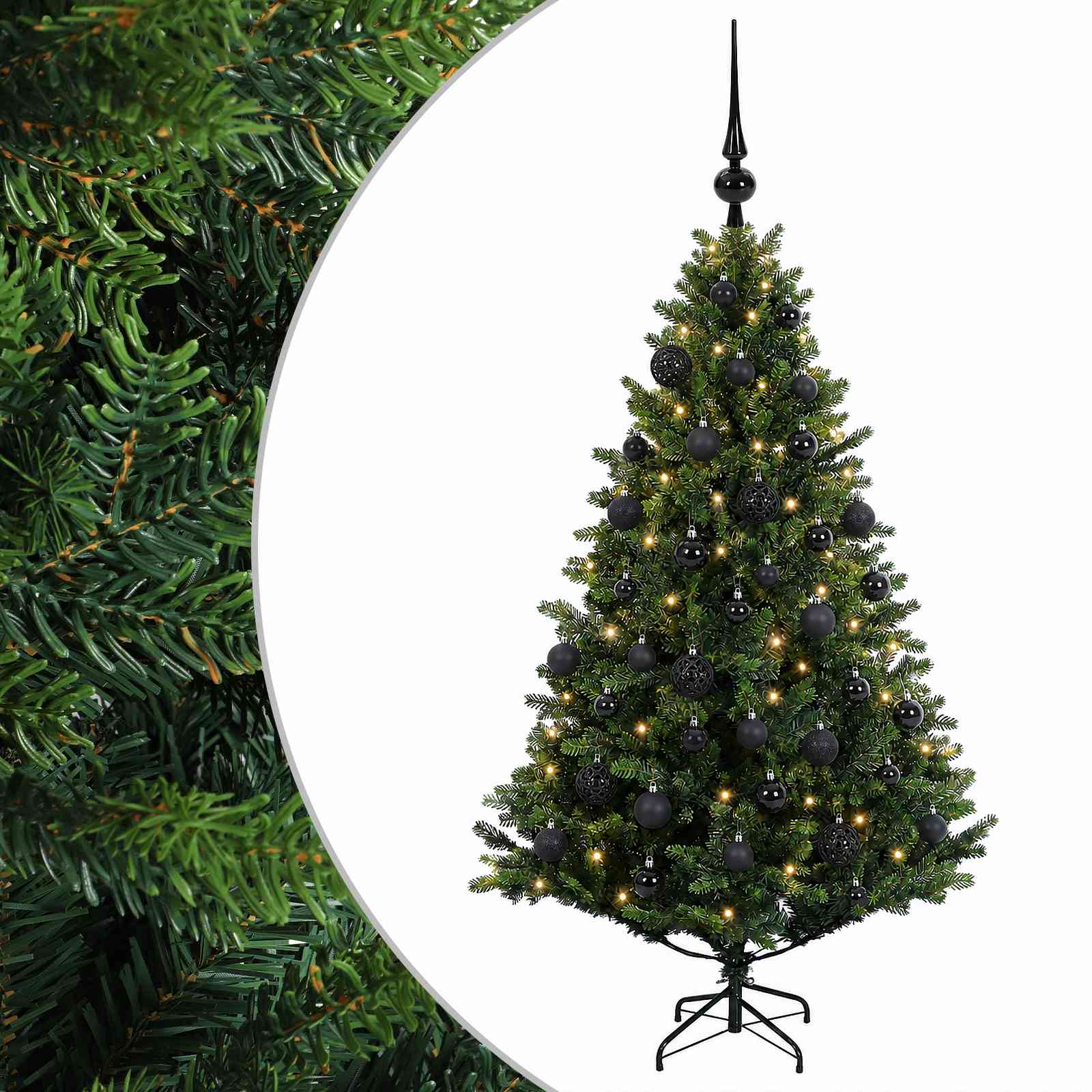 Umjetno božično drevo z okrasnimi kroglami 120 cm 150 LED
