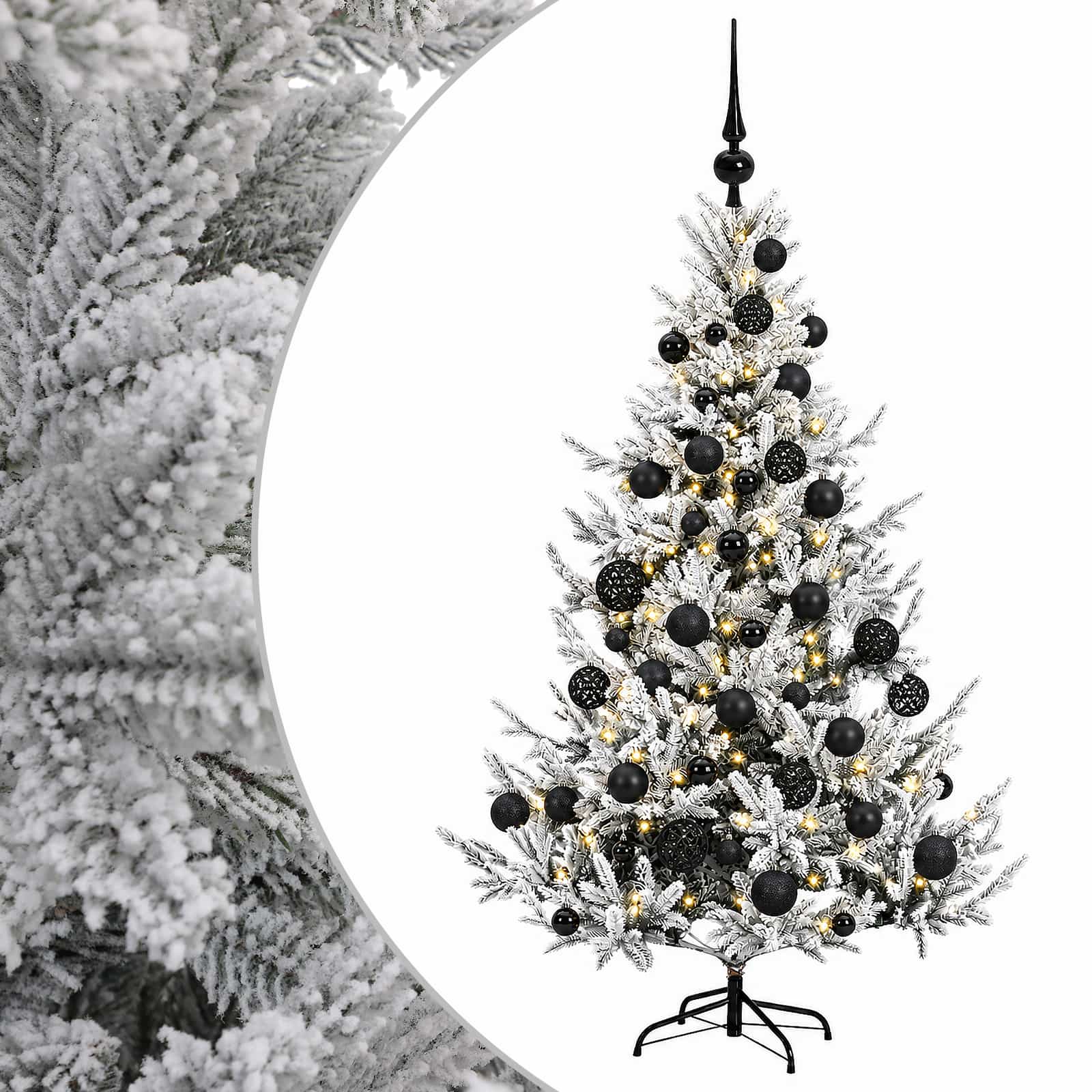 vidaXL Umelý vianočný stromček s vianočnými guľami 150 cm 150 LED