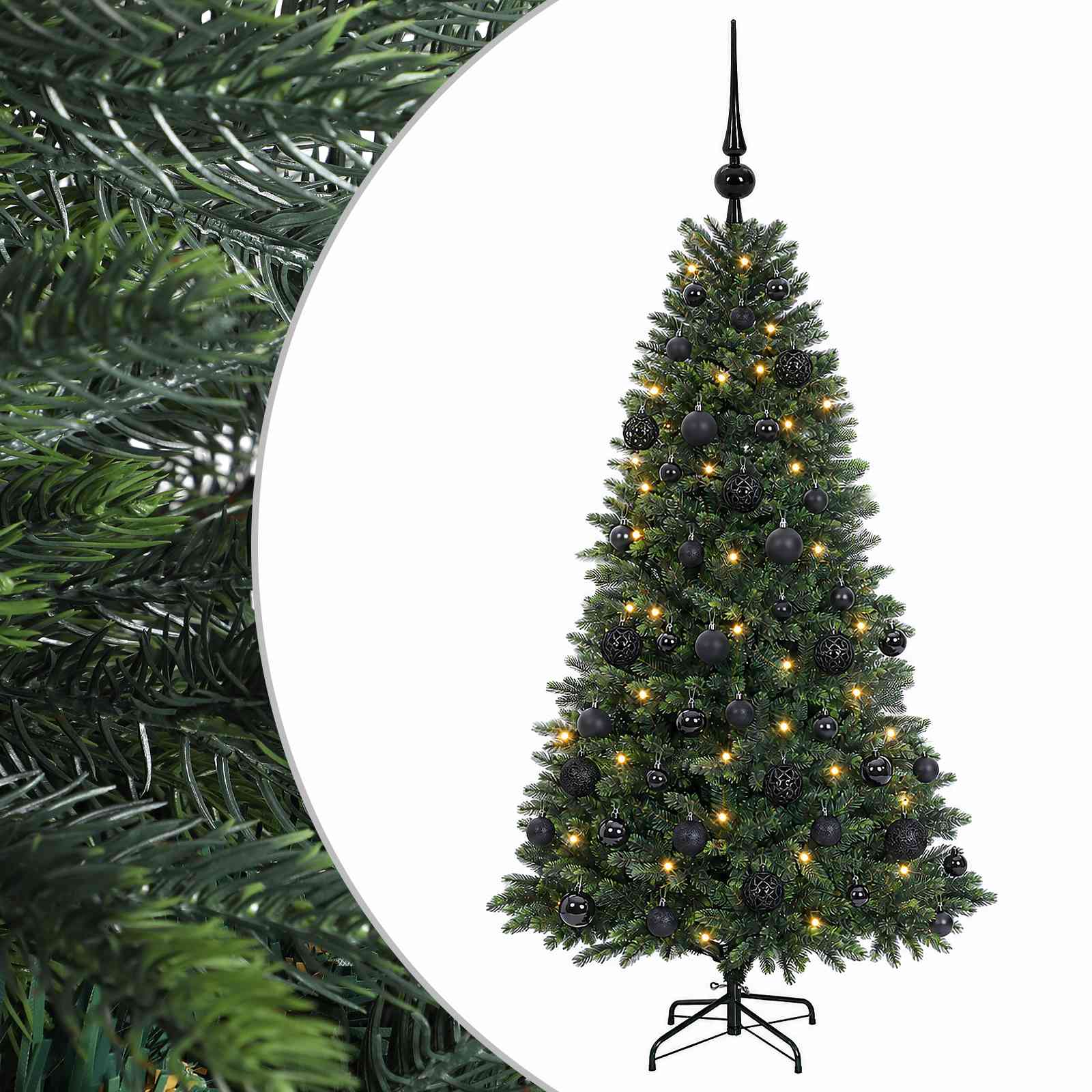 Umjetno božično drevo z okrasnimi kroglami 120 cm 150 LED