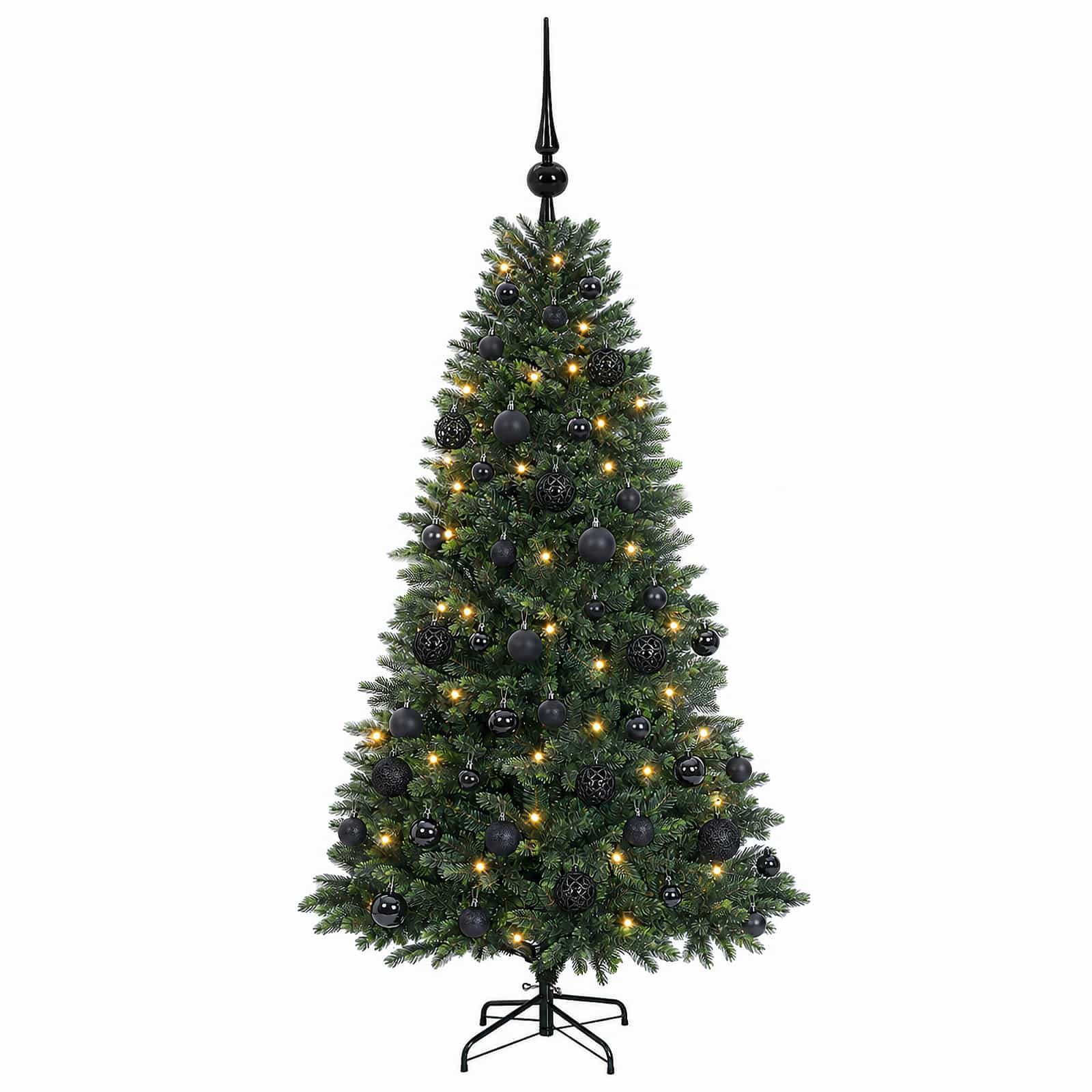 Umjetno božično drevo z okrasnimi kroglami 120 cm 150 LED