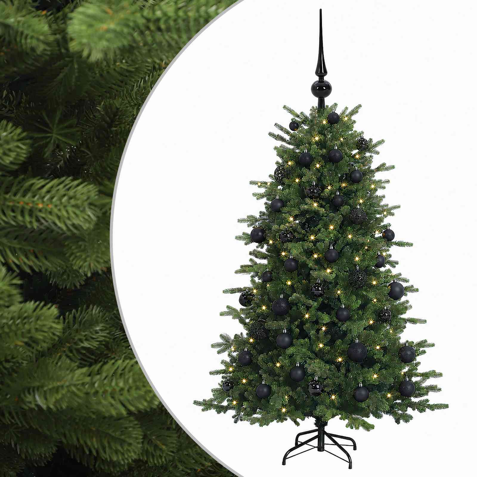 vidaXL Umelý vianočný stromček s vianočnými guľami 120 cm 150 LED