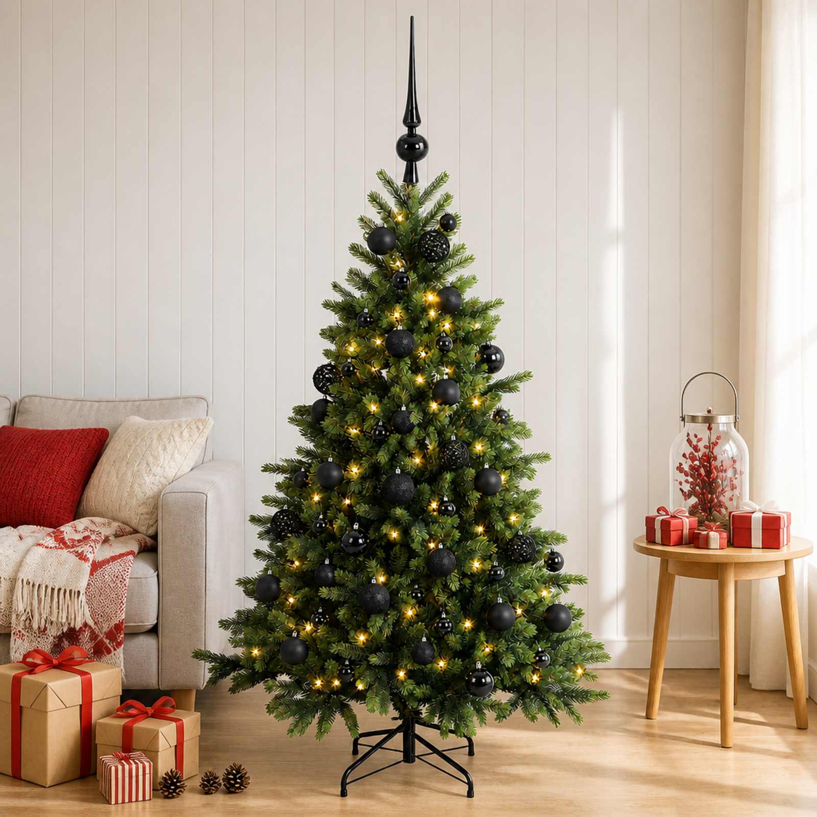 Umetna božična jelka z bučko 150 cm 150 LED Toplo bela