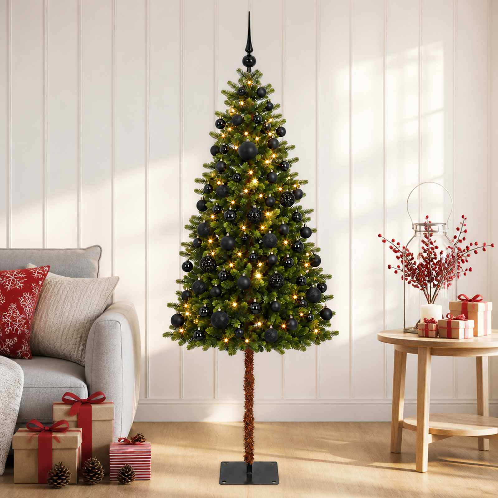 Umjetno božično drevo z okrasnimi kroglami 150 cm 150 LED
