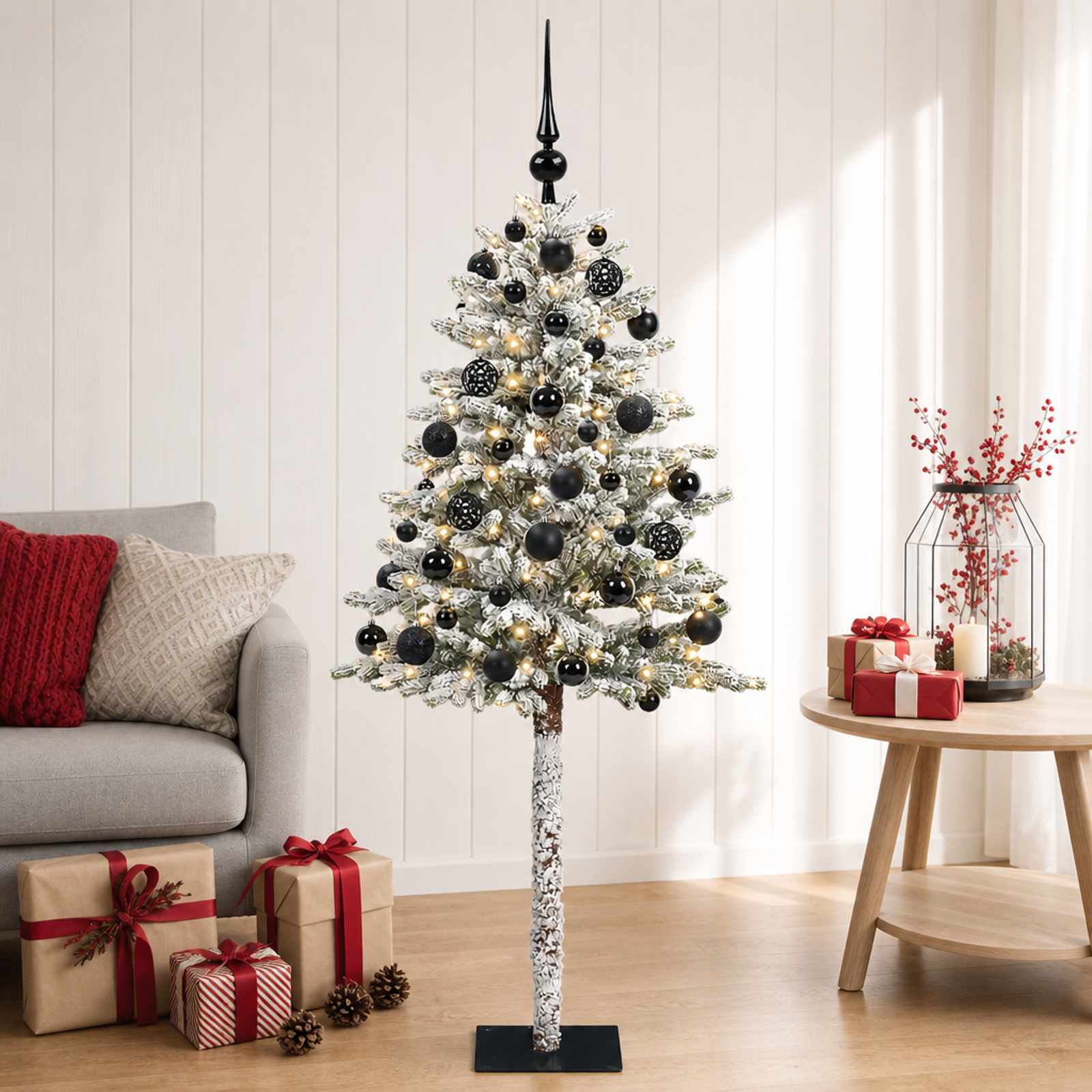 Umjetno božično drevo z okrasnimi kroglami 120 cm 150 LED