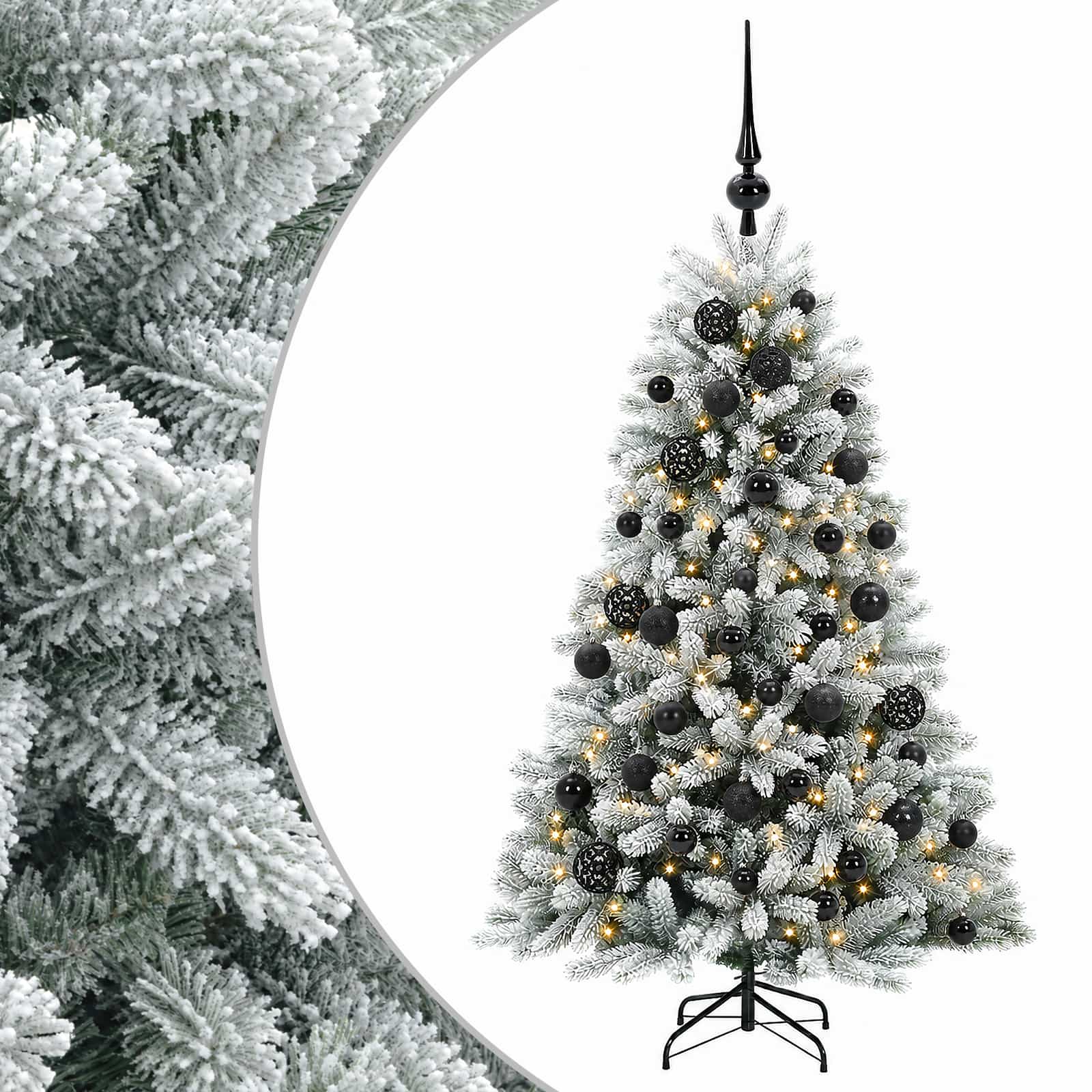 Umjetno božično drevo z okrasnimi kroglami 120 cm 150 LED