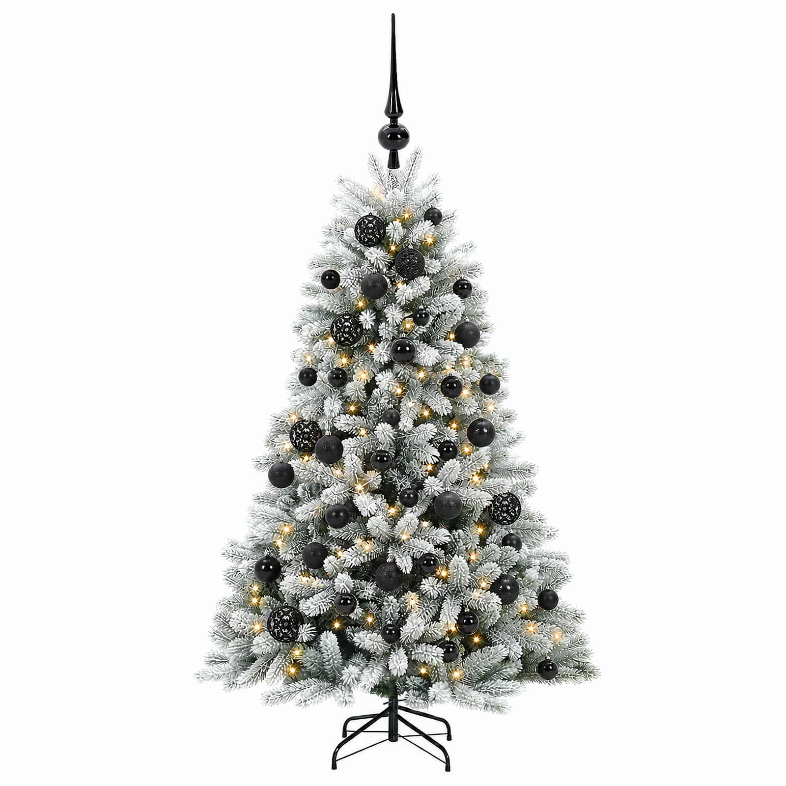 Umjetno božično drevo z okrasnimi kroglami 120 cm 150 LED