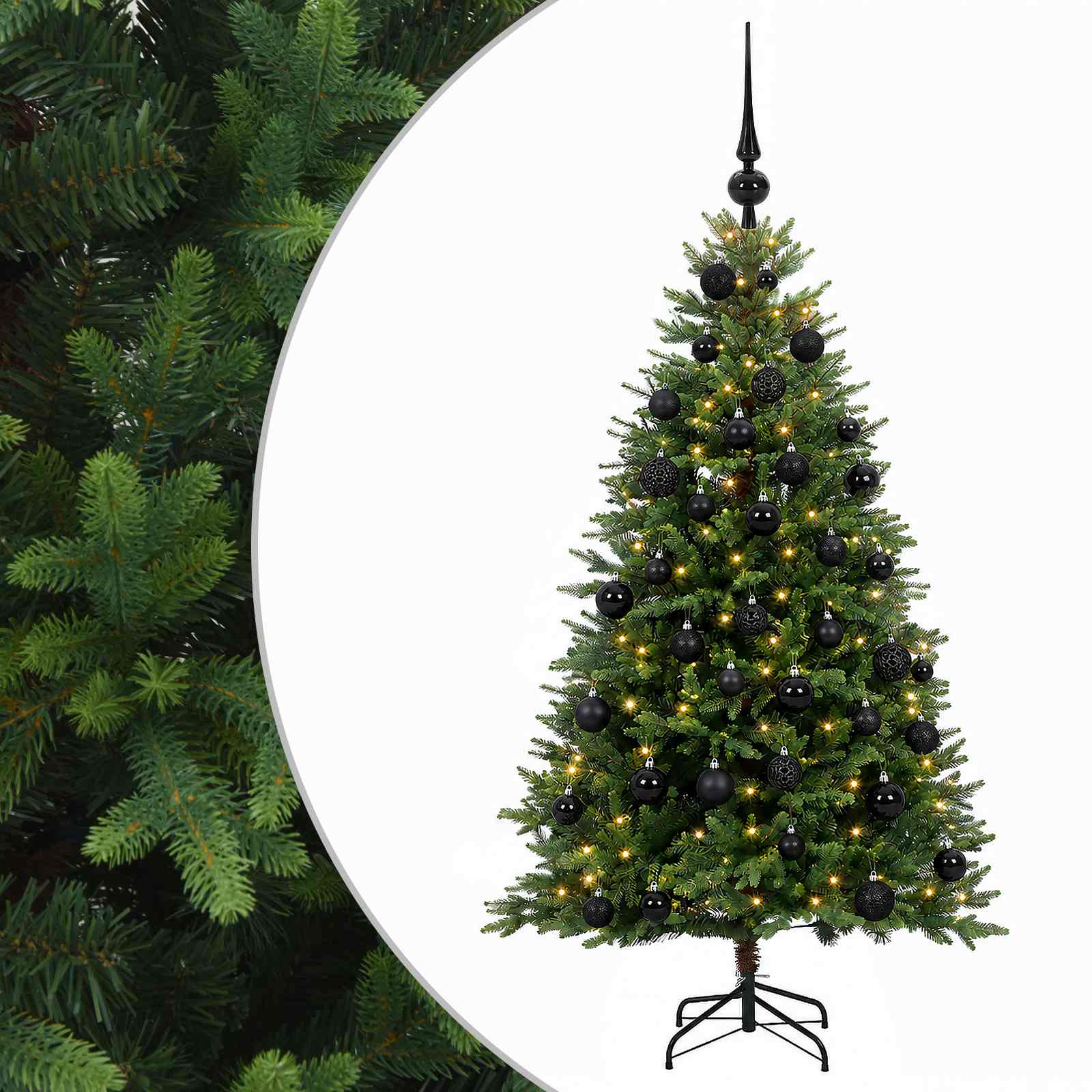 Umjetno božično drevo z okrasnimi kroglami 150 cm 150 LED
