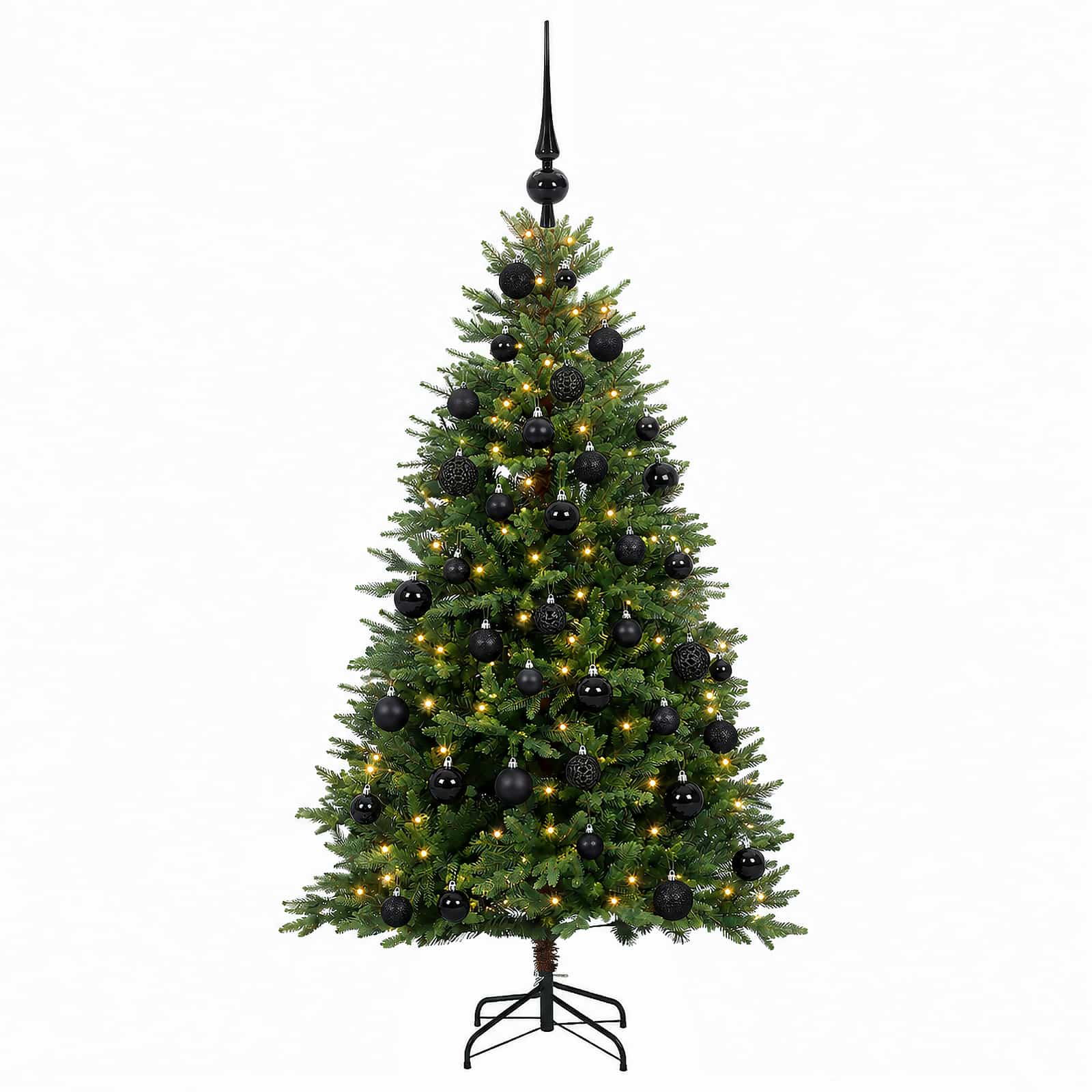 Umjetno božično drevo z okrasnimi kroglami 150 cm 150 LED