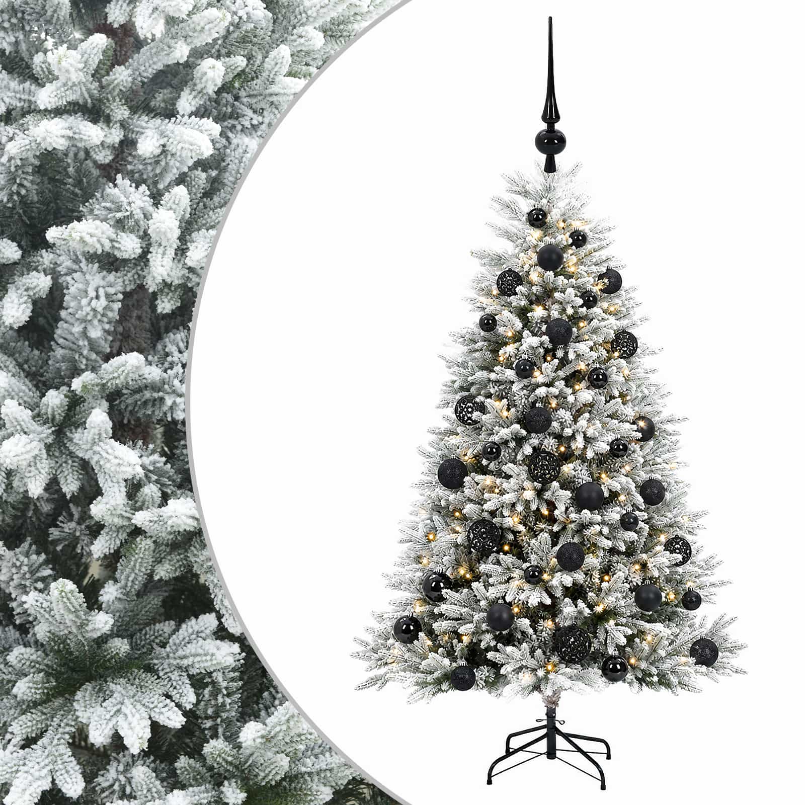Umjetno božično drevo z okrasnimi kroglami 120 cm 150 LED
