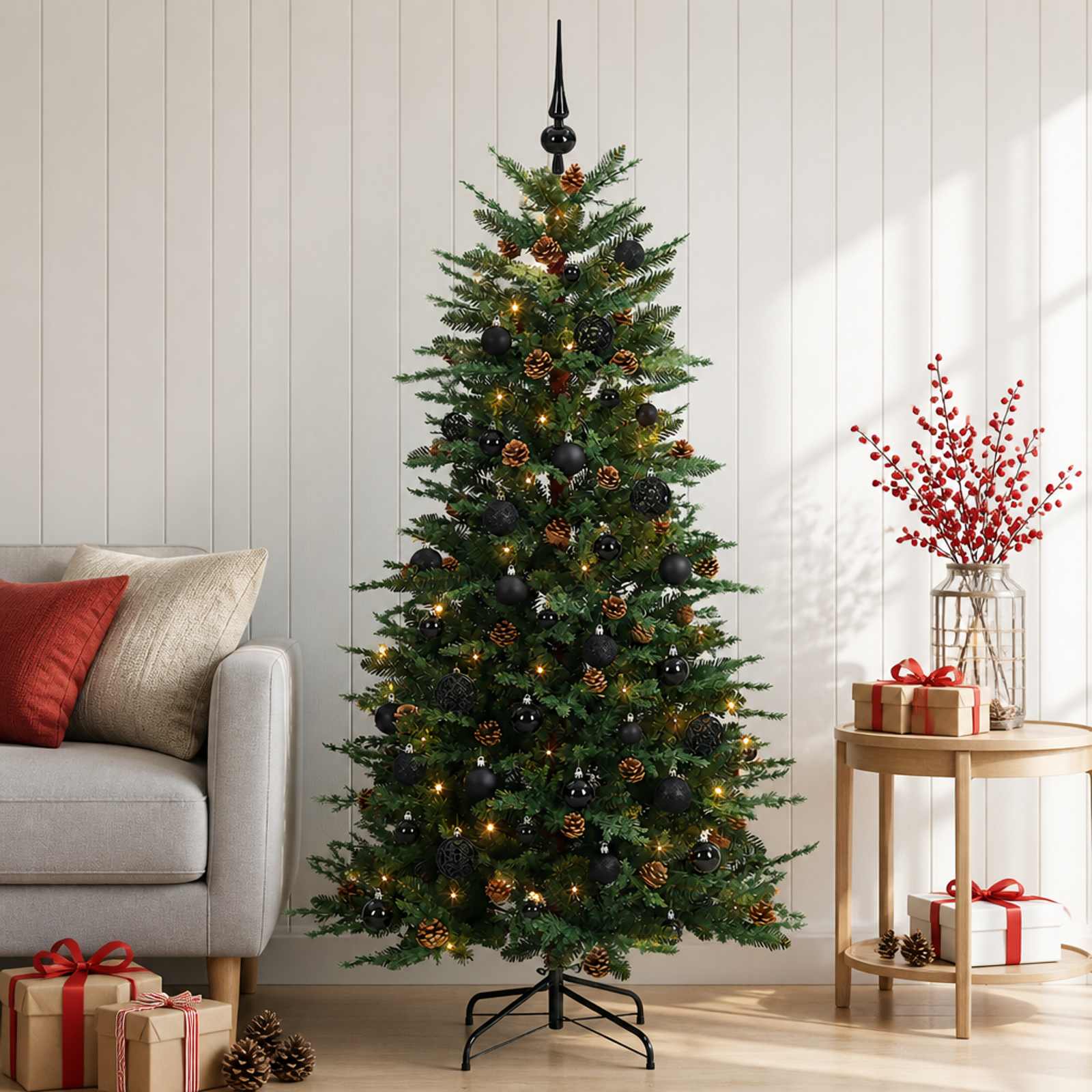 Umetno Zložljivo Božično Drevo 150 cm 150 LED Toplo bela