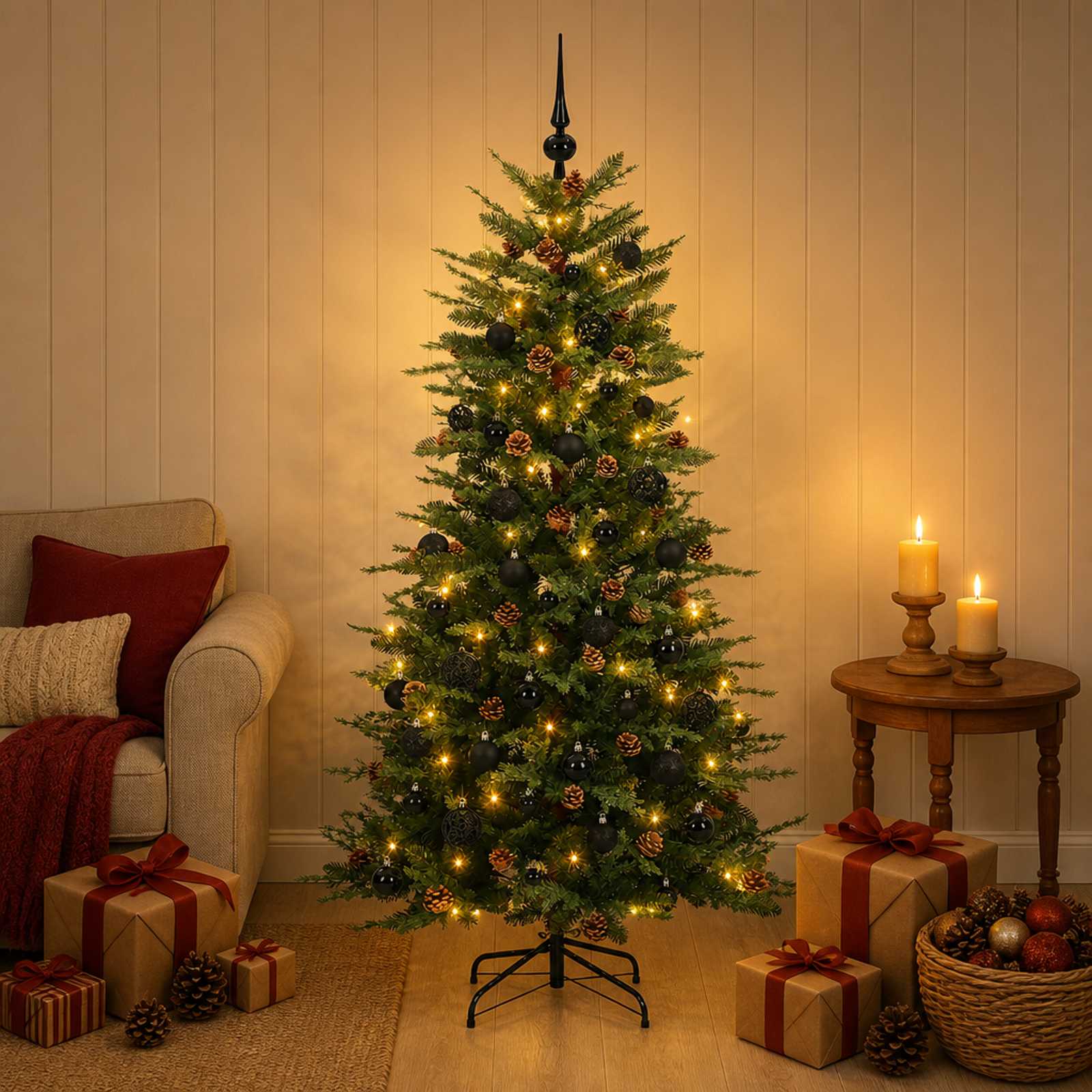Umetno Zložljivo Božično Drevo 150 cm 150 LED Toplo bela