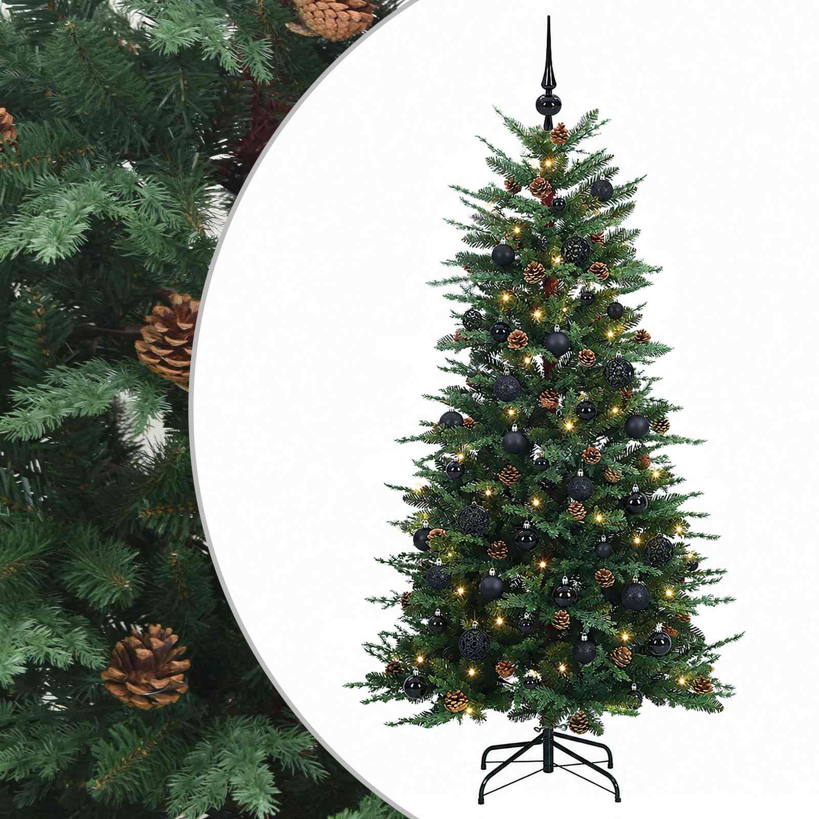 Umetno Zložljivo Božično Drevo 150 cm 150 LED Toplo bela