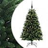 vidaXL Kunstkuusk, keskroheline, j&otilde;ulukuulidega 150 cm 150 LED-i