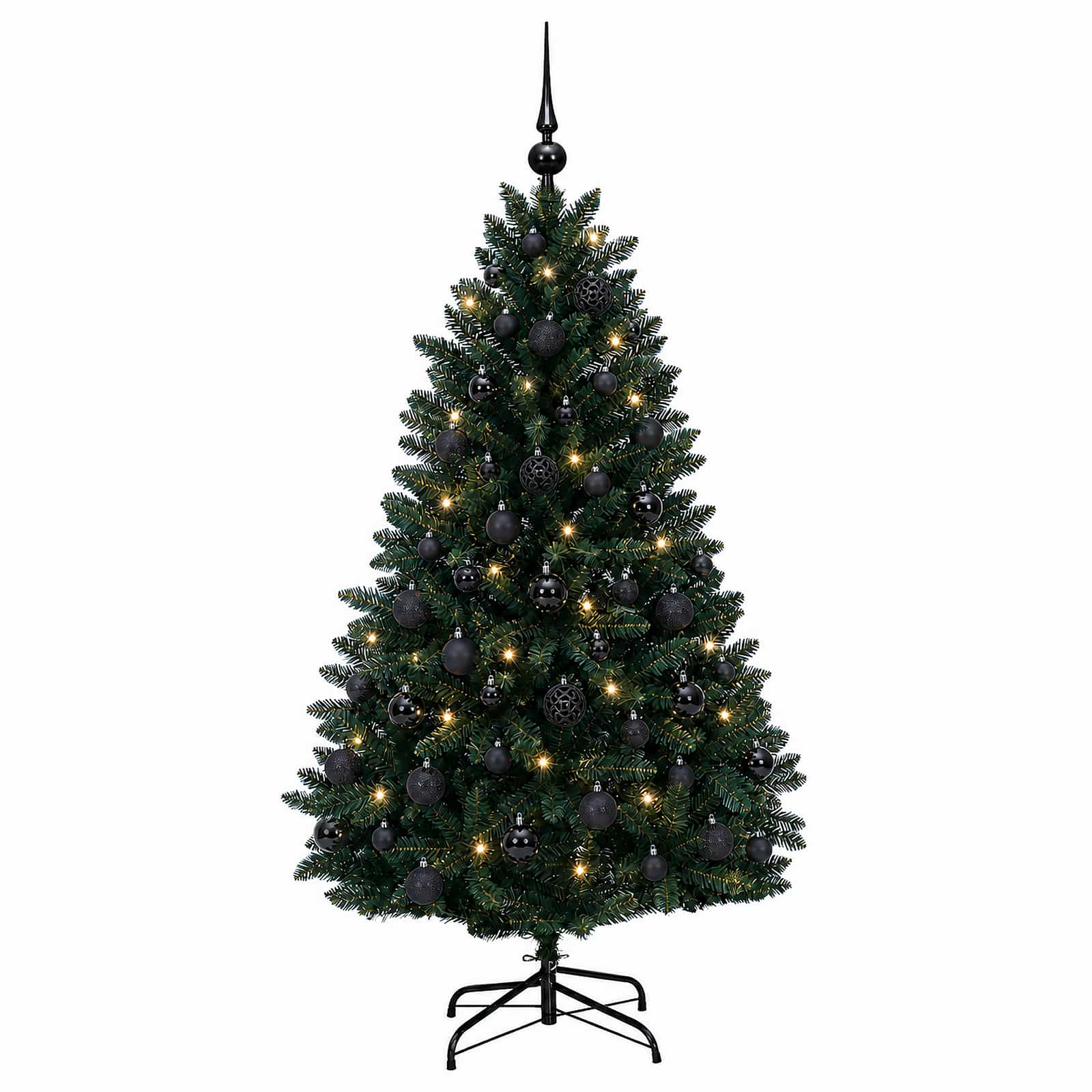 vidaXL Kunstkerstboom donkergroen met kerstballen 120 cm 150 LED's groen, foto 4