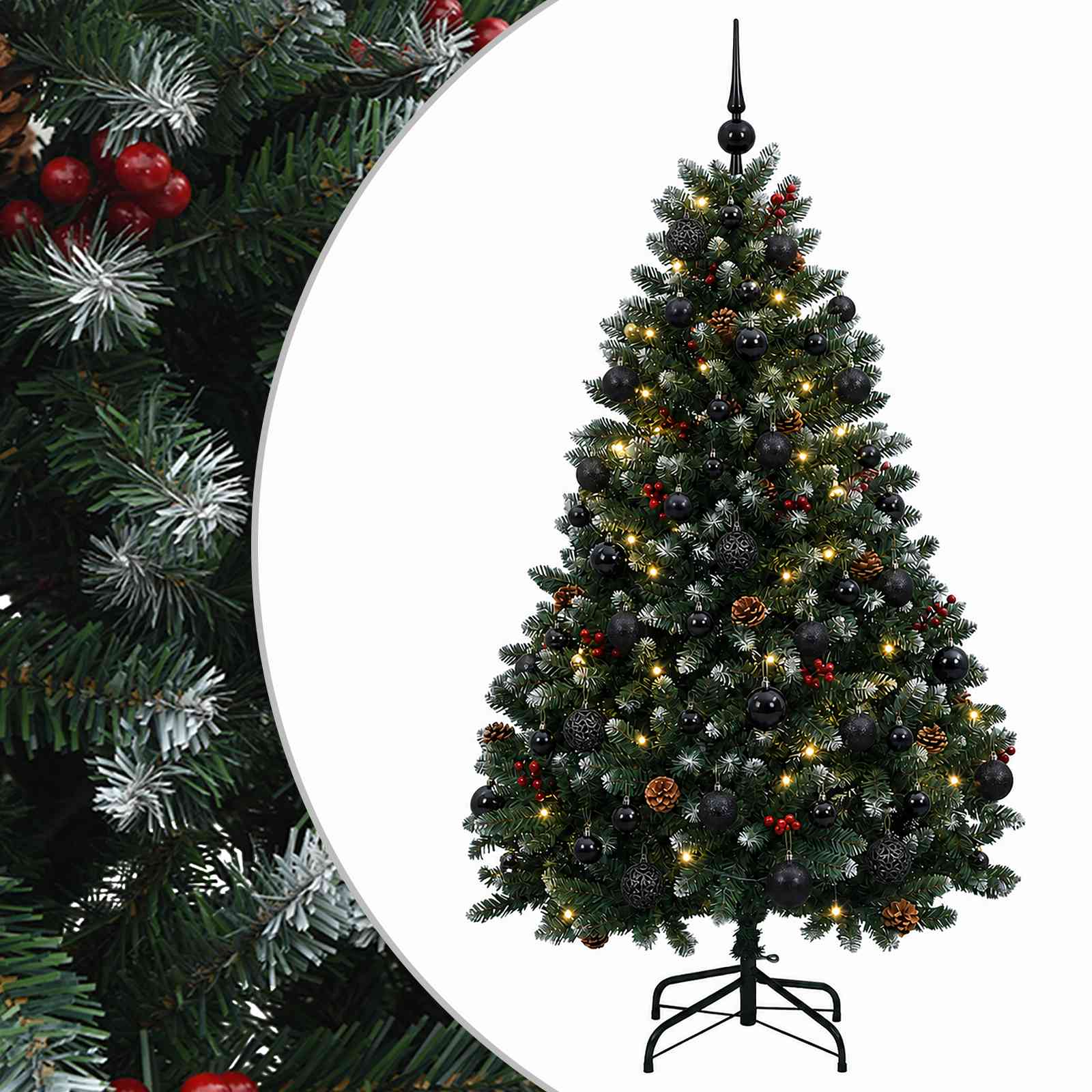 vidaXL Umelý vianočný stromček zelený s vianočnými guľami 150 cm